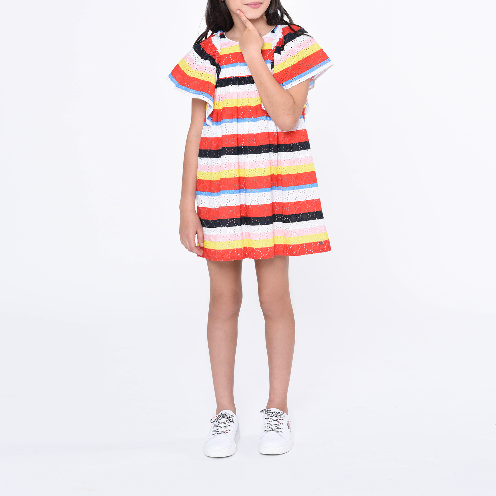 Short-sleeved striped dress SONIA RYKIEL for GIRL