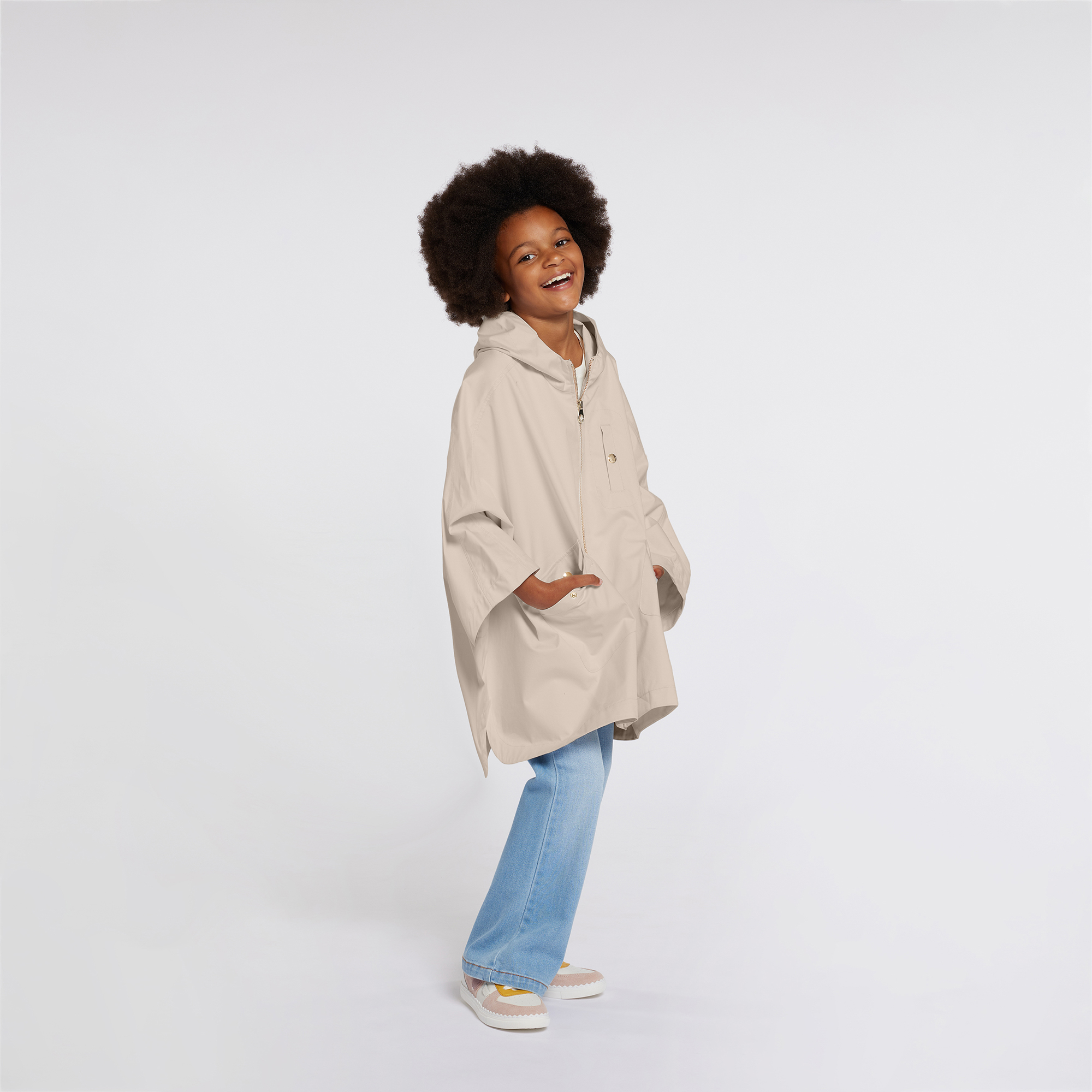 Coated cotton-twill cape CHLOE for GIRL
