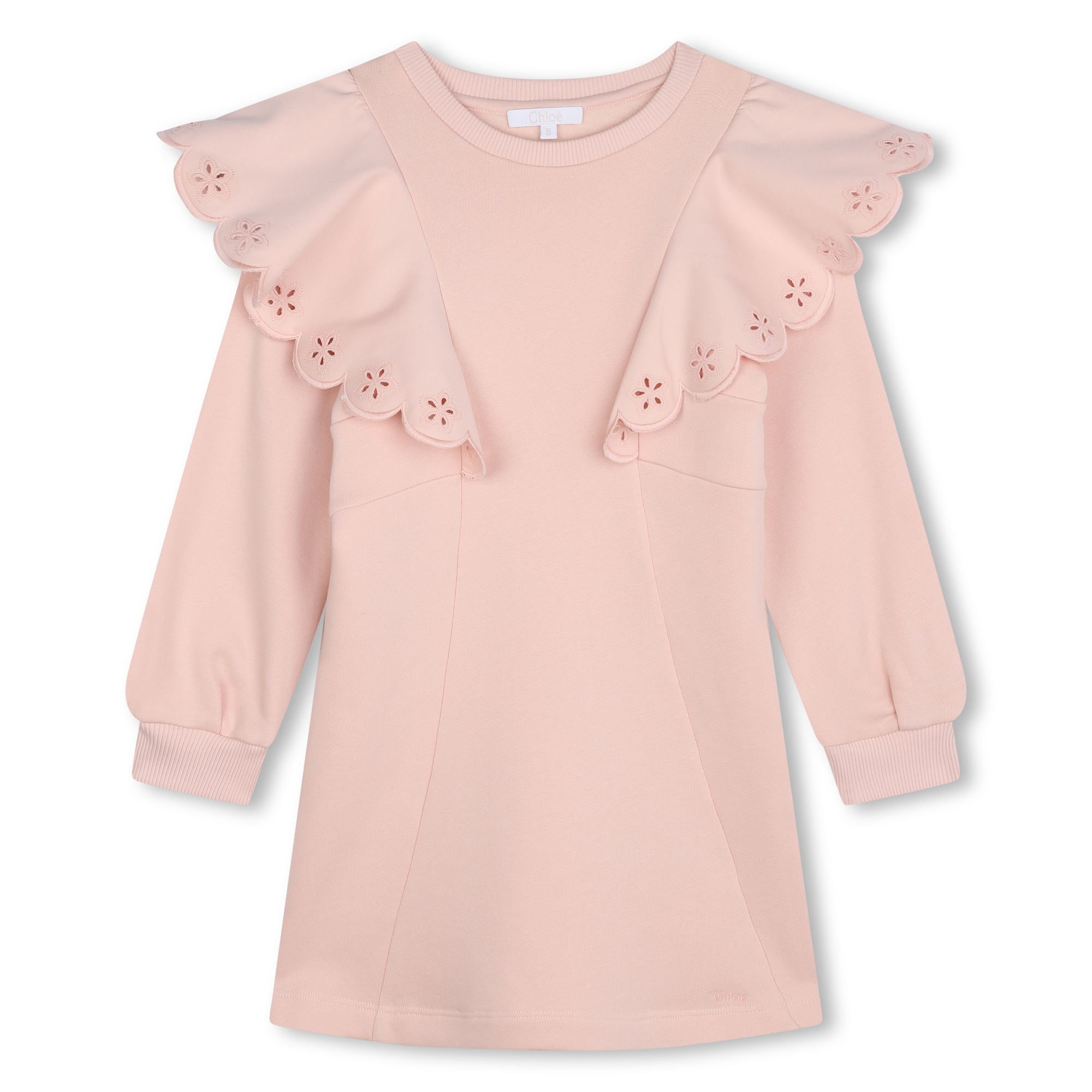 CHLOE Fleece dress with ruffles girl pink Kids around