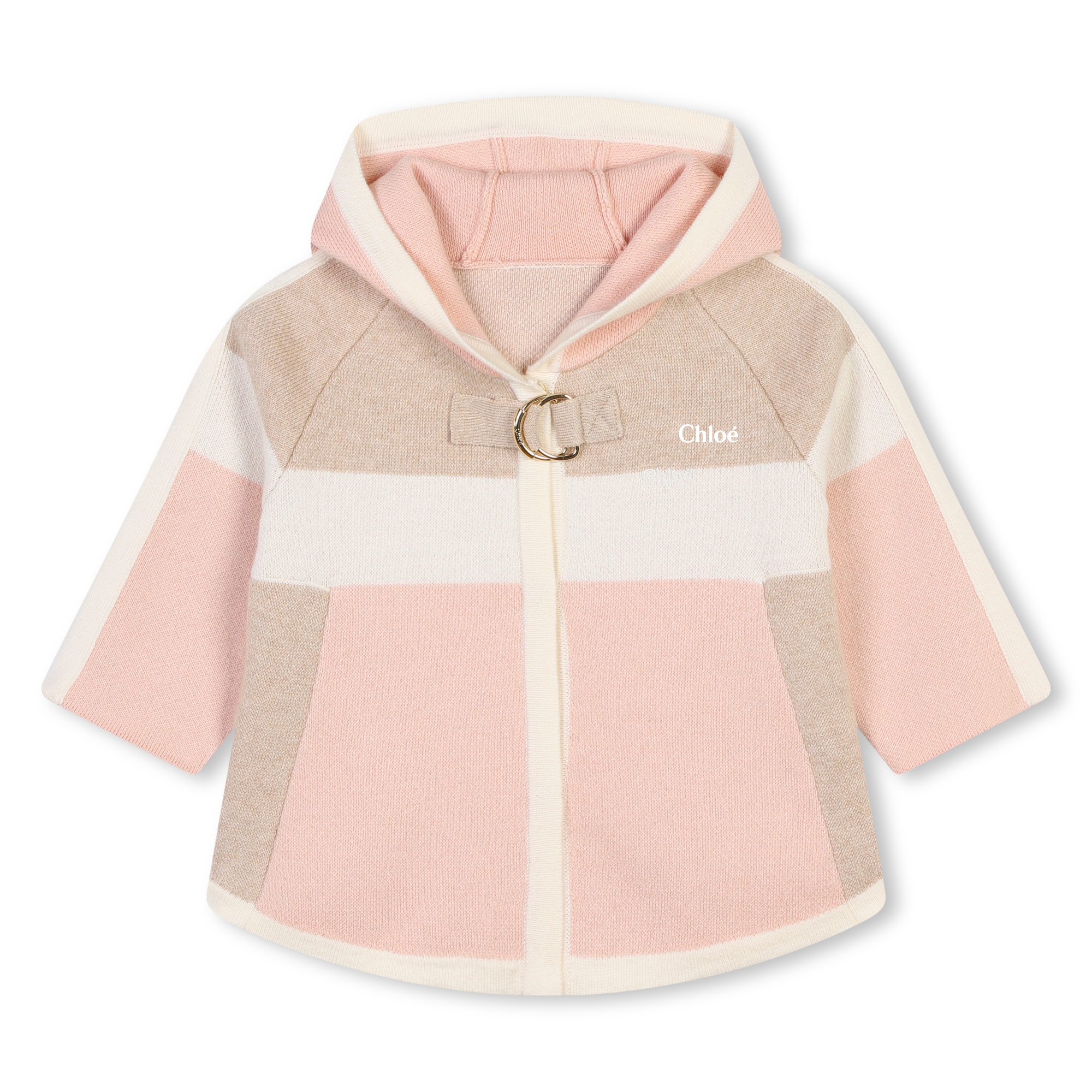 Manteau à capuche tricolore CHLOE pour FILLE