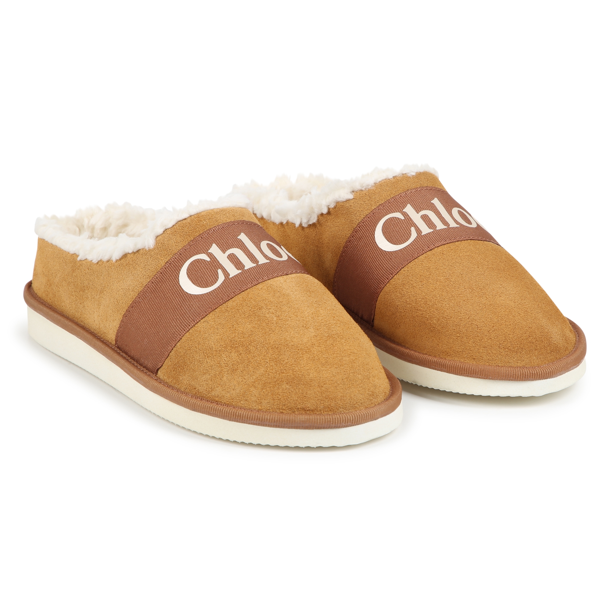 CHLOE Suede slippers girl brown Kids around