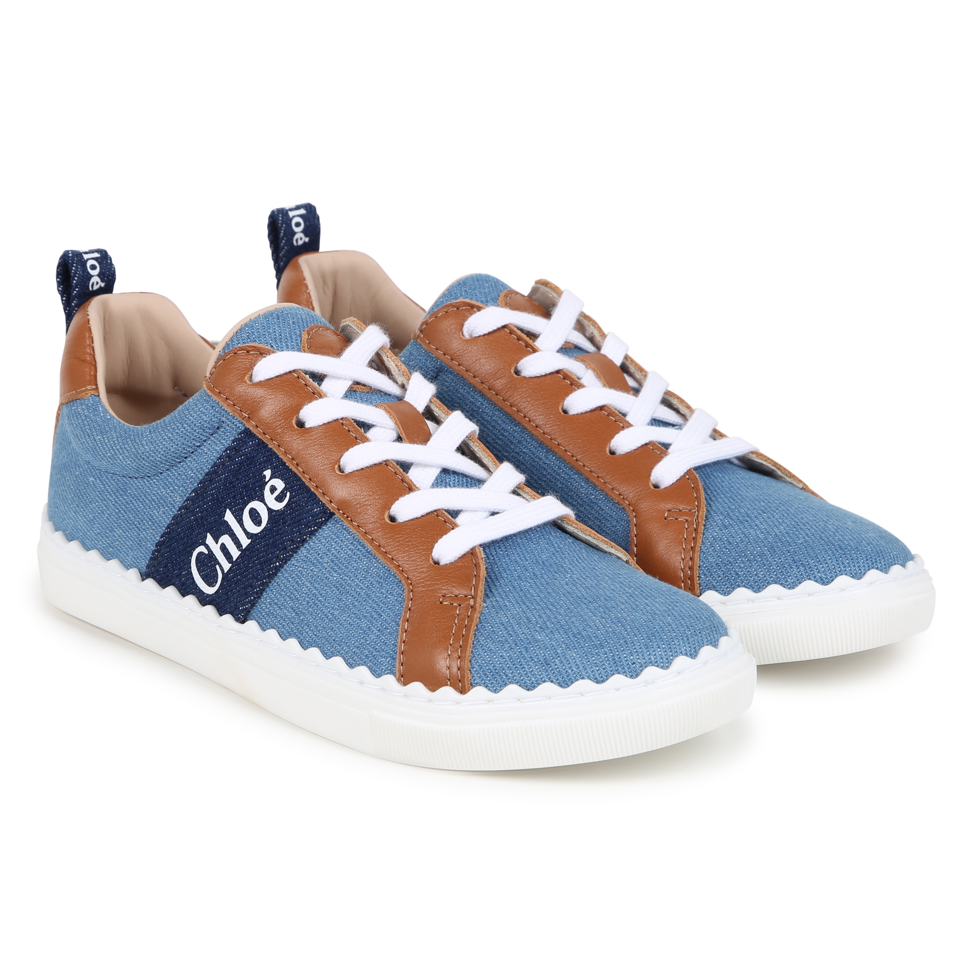 Sneakers in denim con lacci CHLOE Per BAMBINA