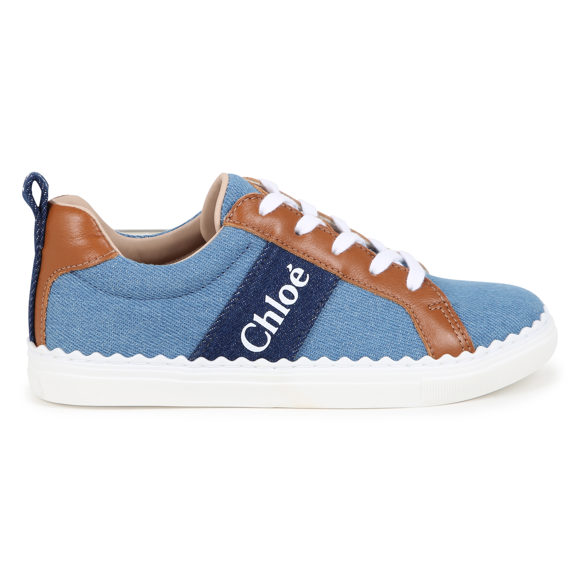 Baskets à lacets en denim CHLOE pour FILLE