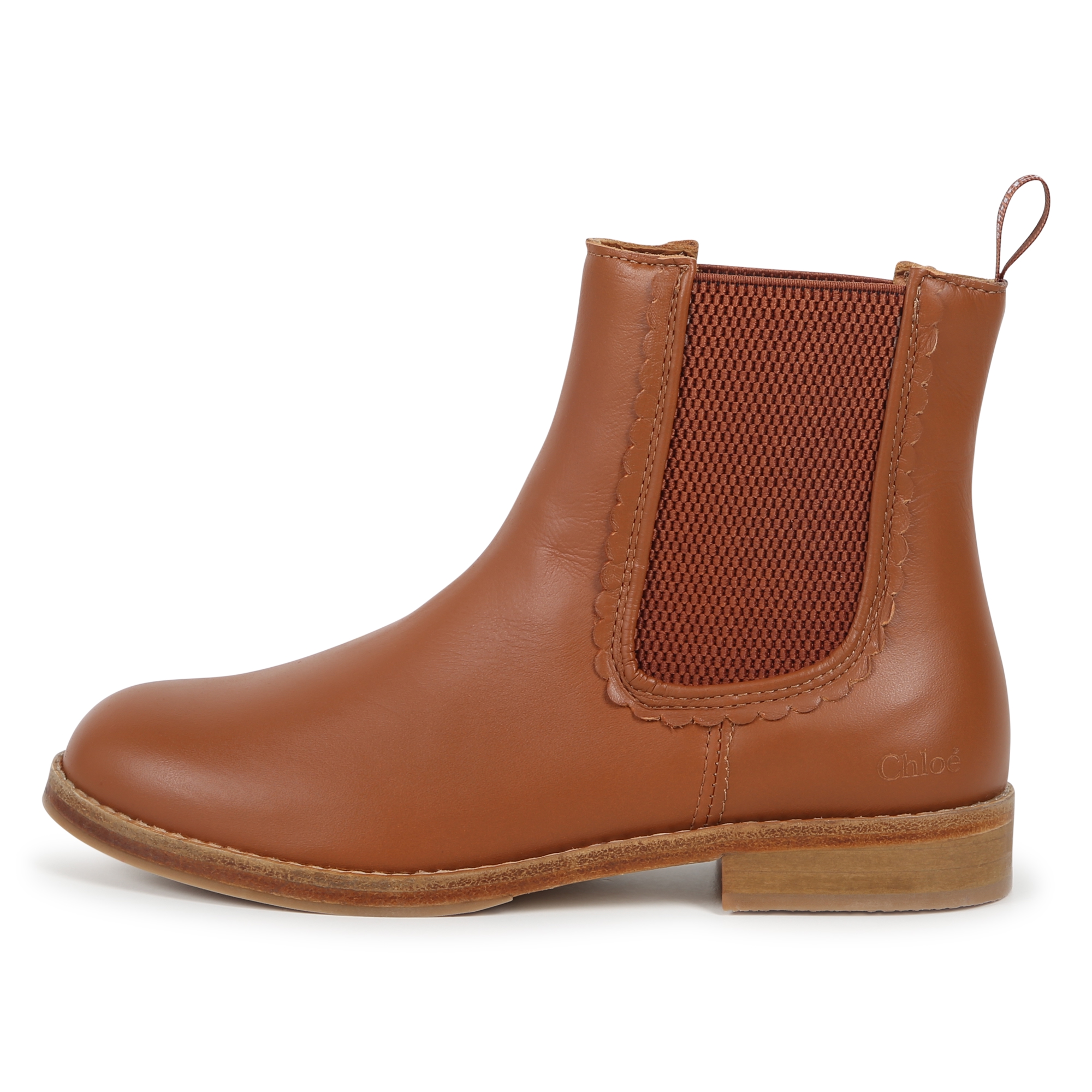 CHLOE Leather ankle boots girl brown Kids around