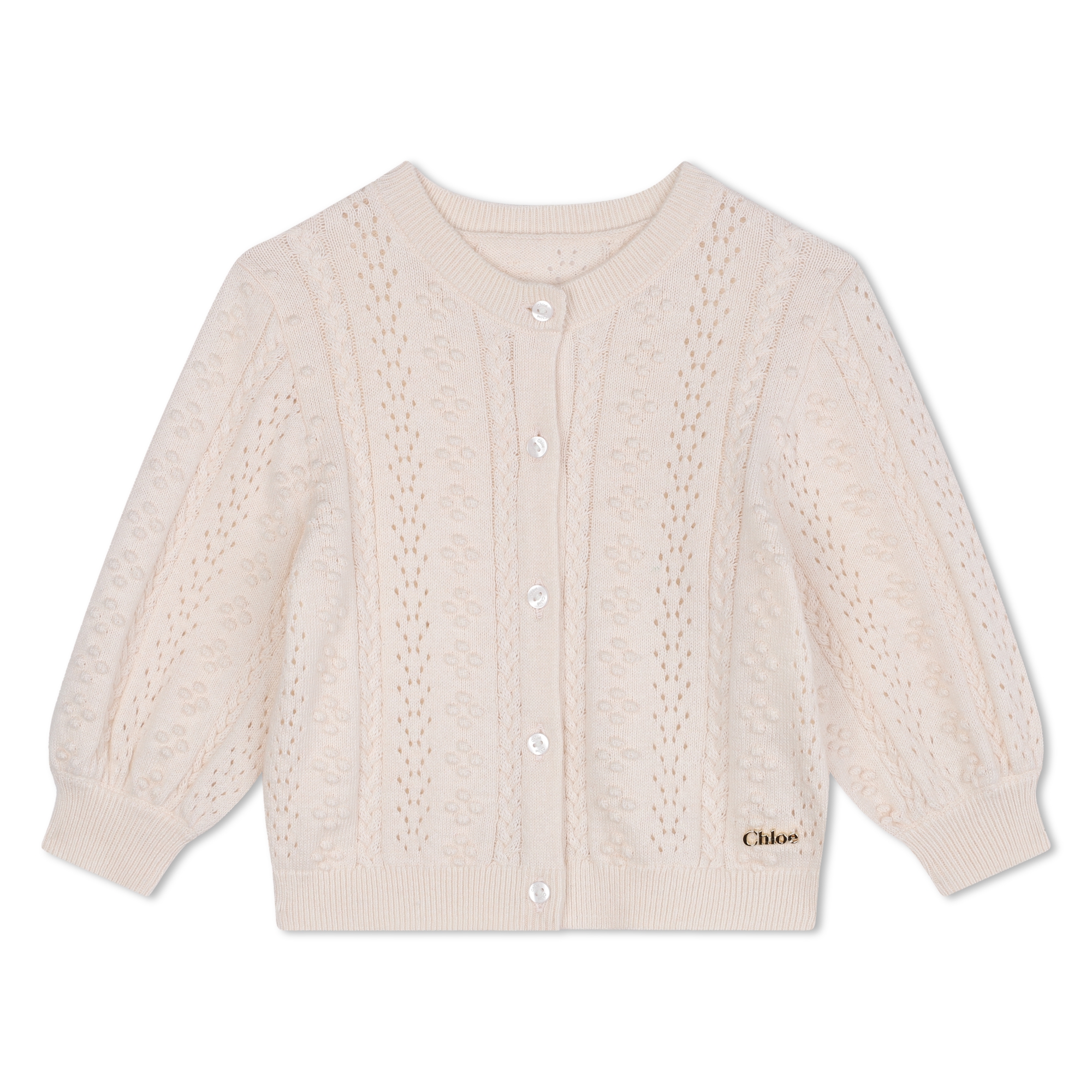 CHLOE Novelty knit cardigan baby beige Kids around