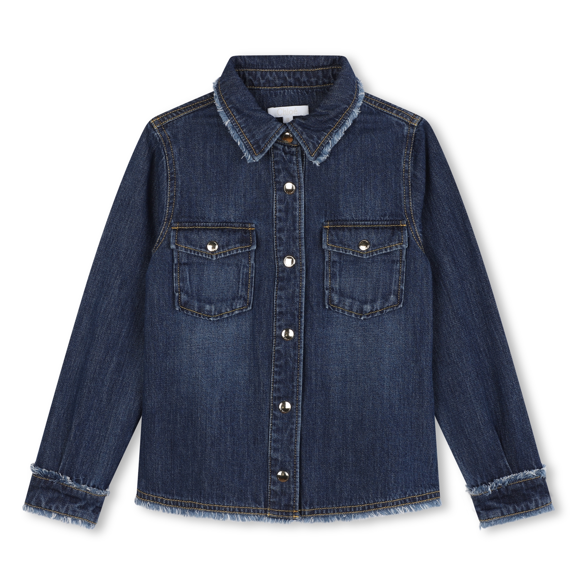 Denim shirt with fringe CHLOE for GIRL