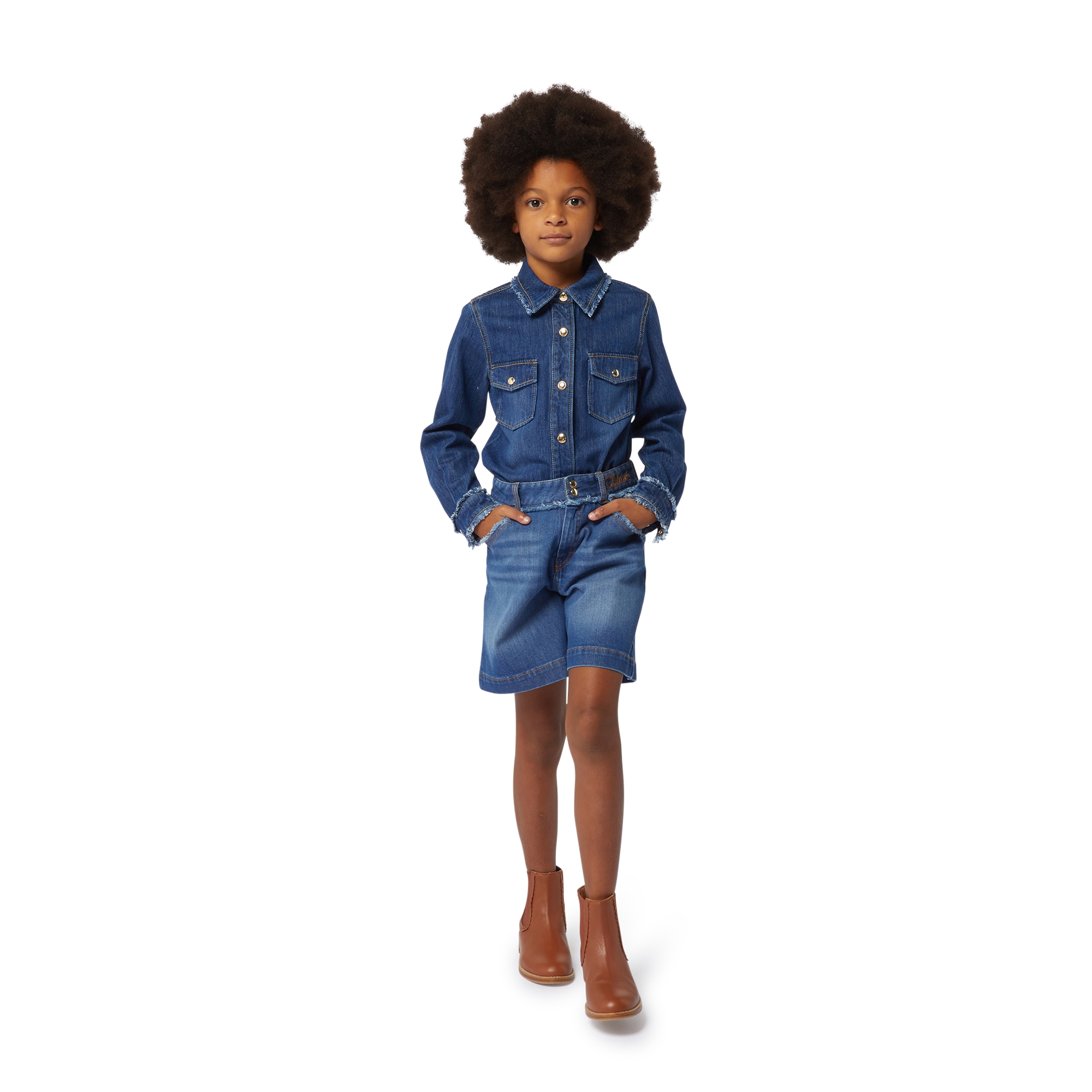 Chemise en jean avec franges CHLOE pour FILLE