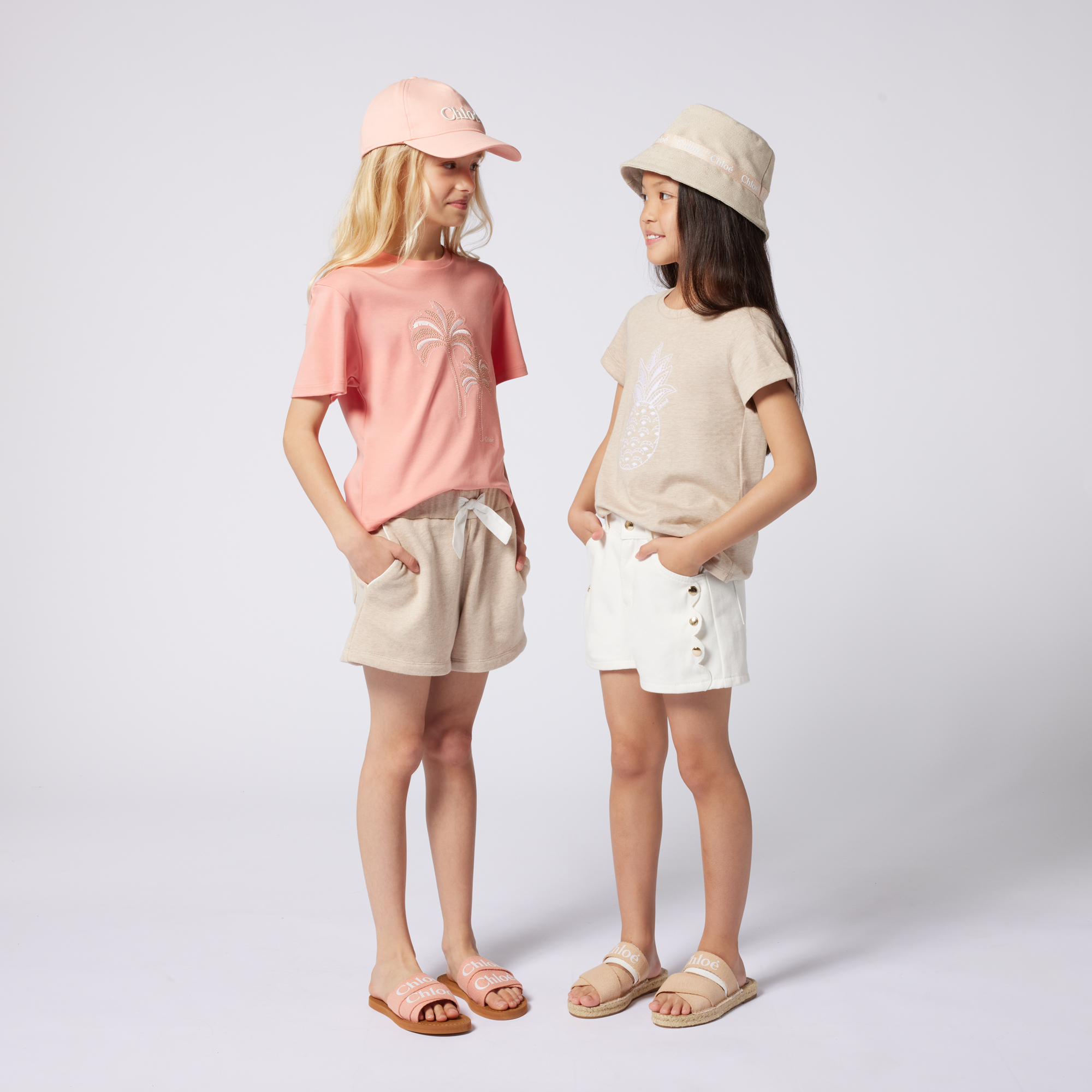 Jute and cotton logo sun hat CHLOE for GIRL