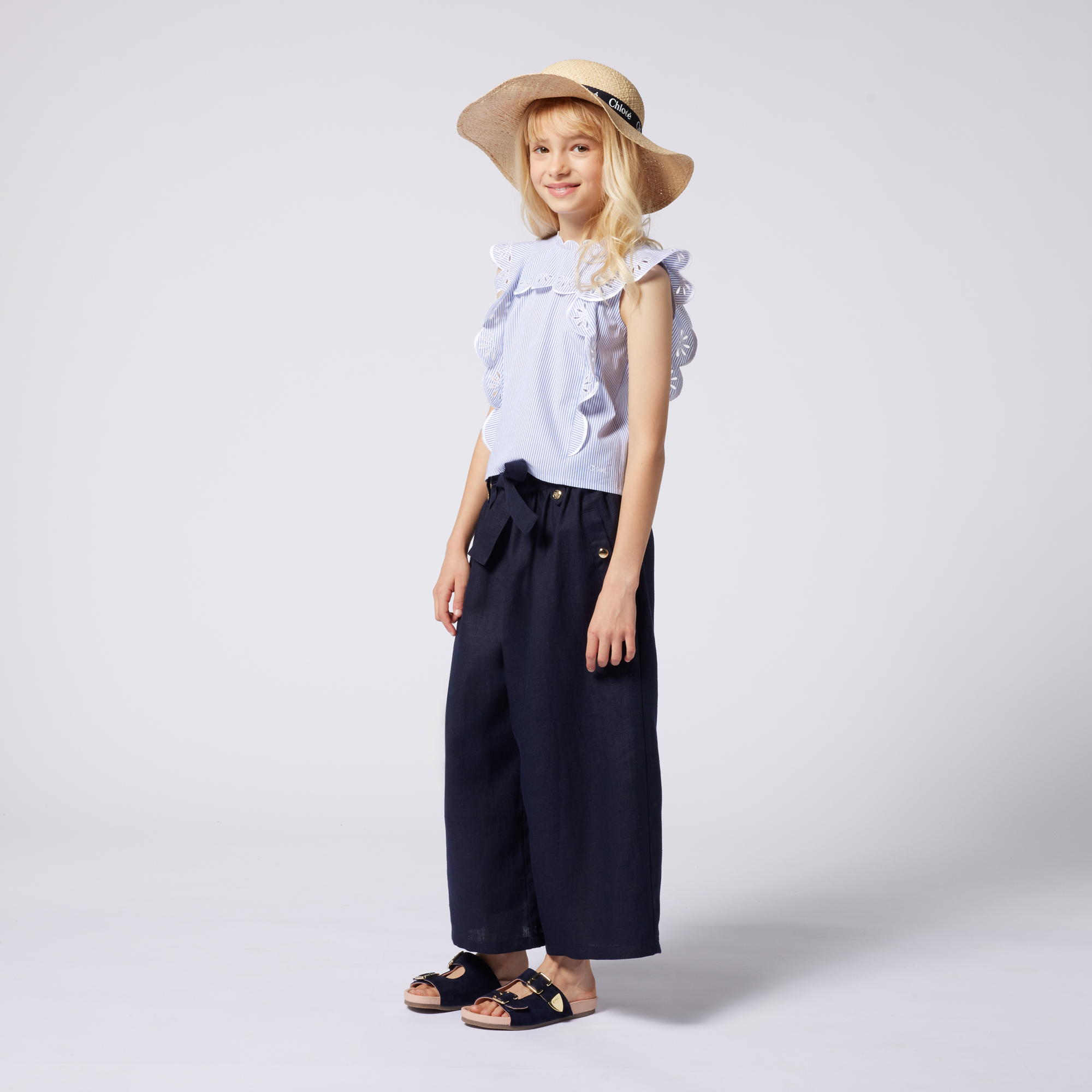 Chapeau siglé en raphia CHLOE pour FILLE