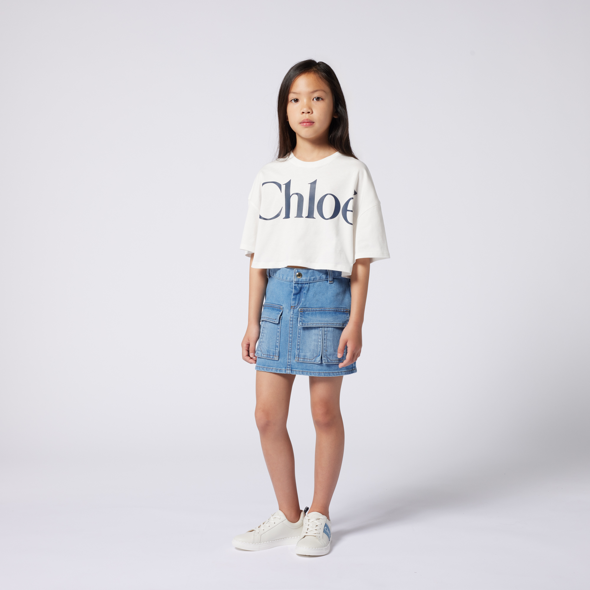 Short T-shirt with large logo CHLOE for GIRL