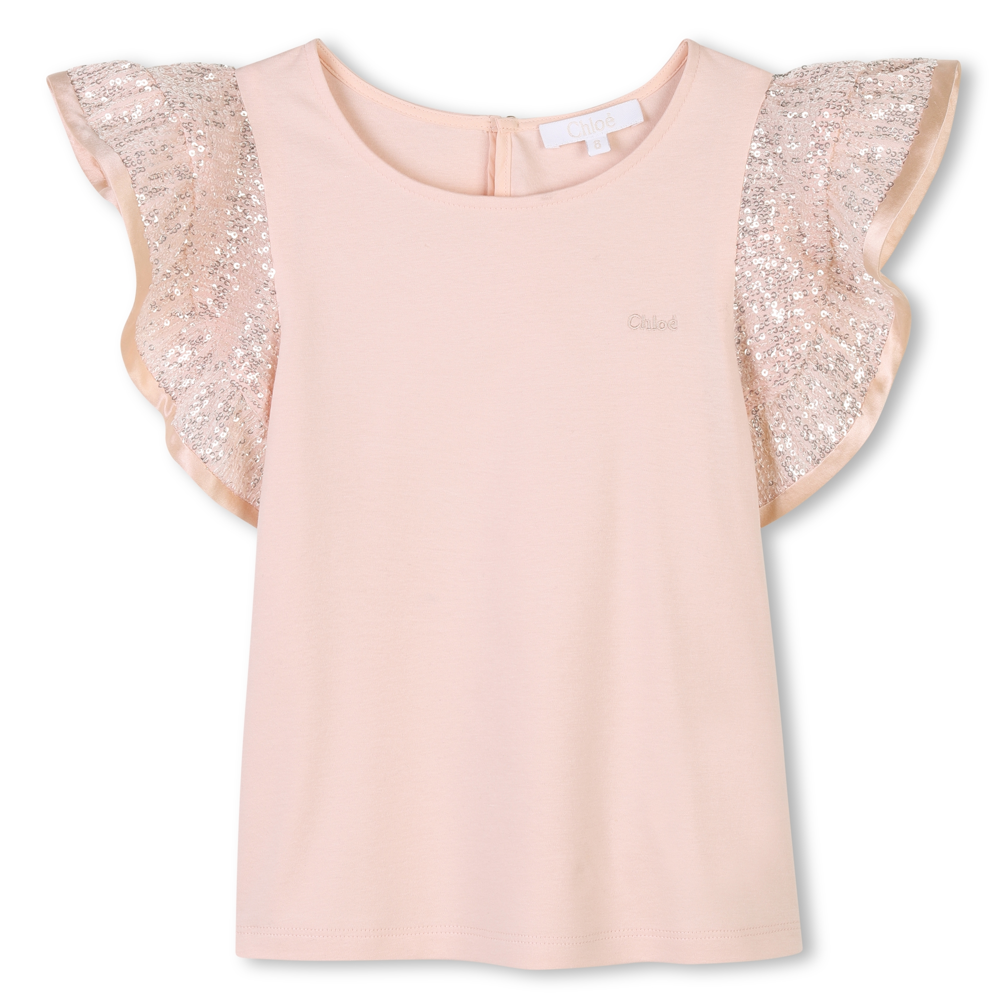 T-shirt à volants et sequins CHLOE pour FILLE