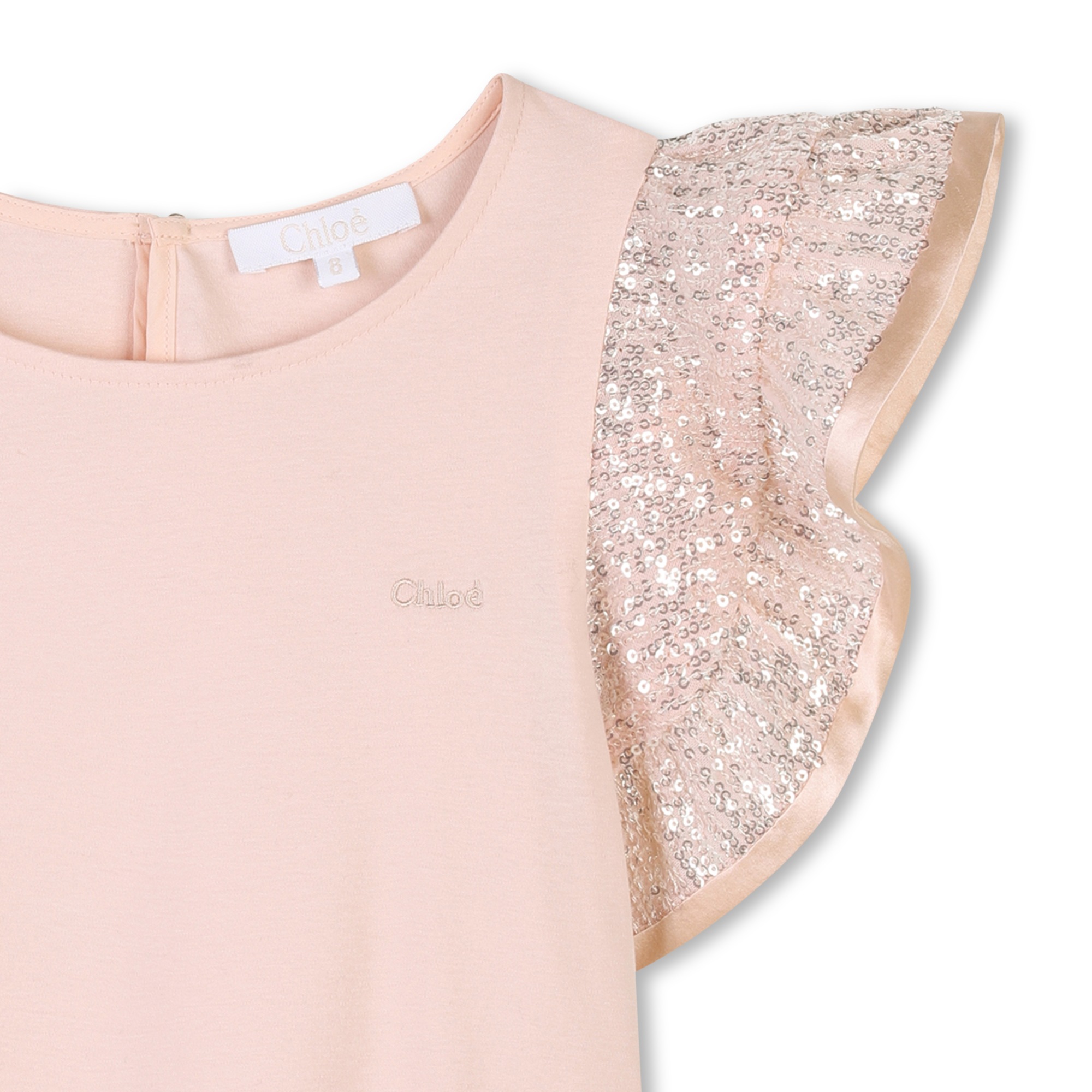 T-shirt à volants ornés de sequins CHLOE pour FILLE