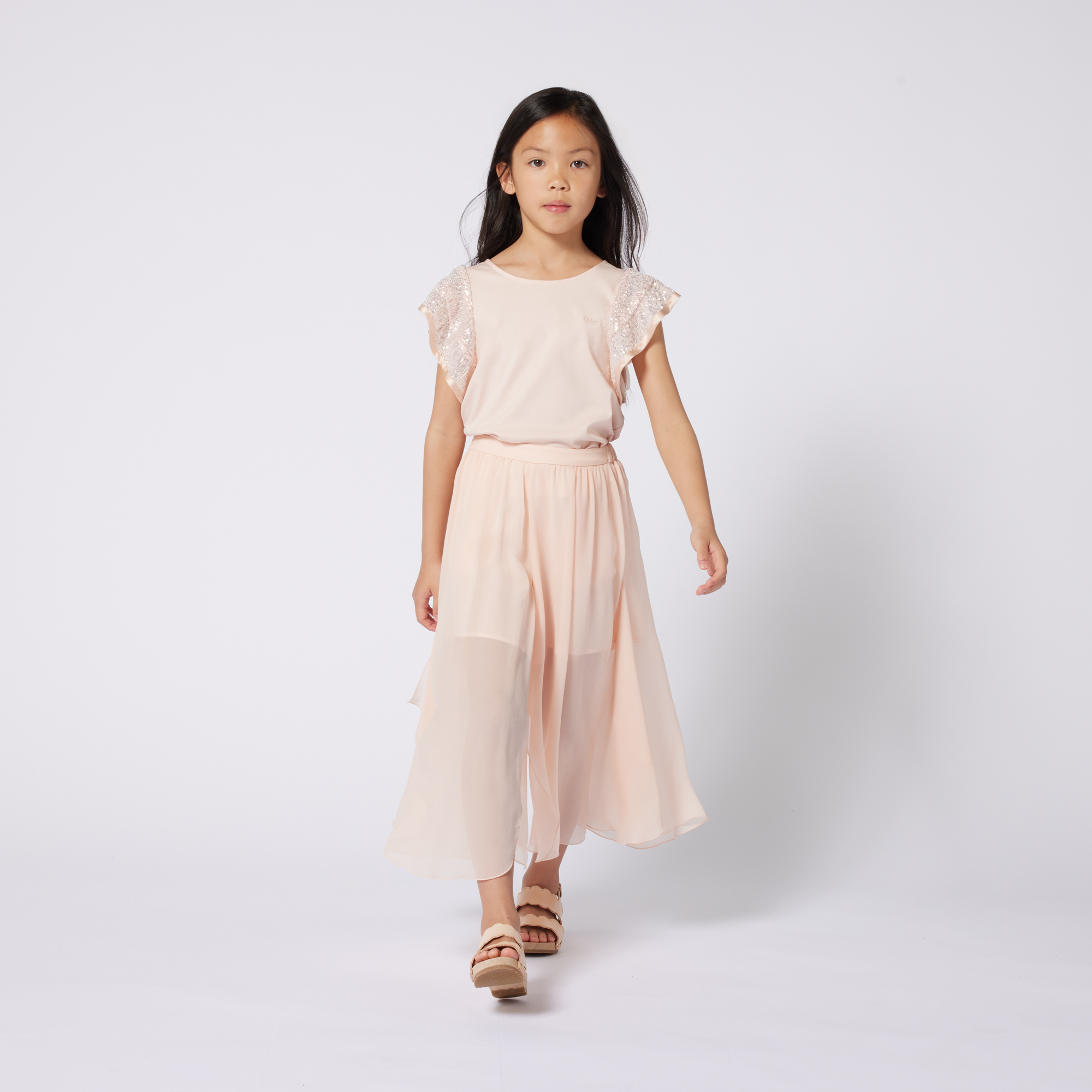 Sequin and frill T-shirt CHLOE for GIRL