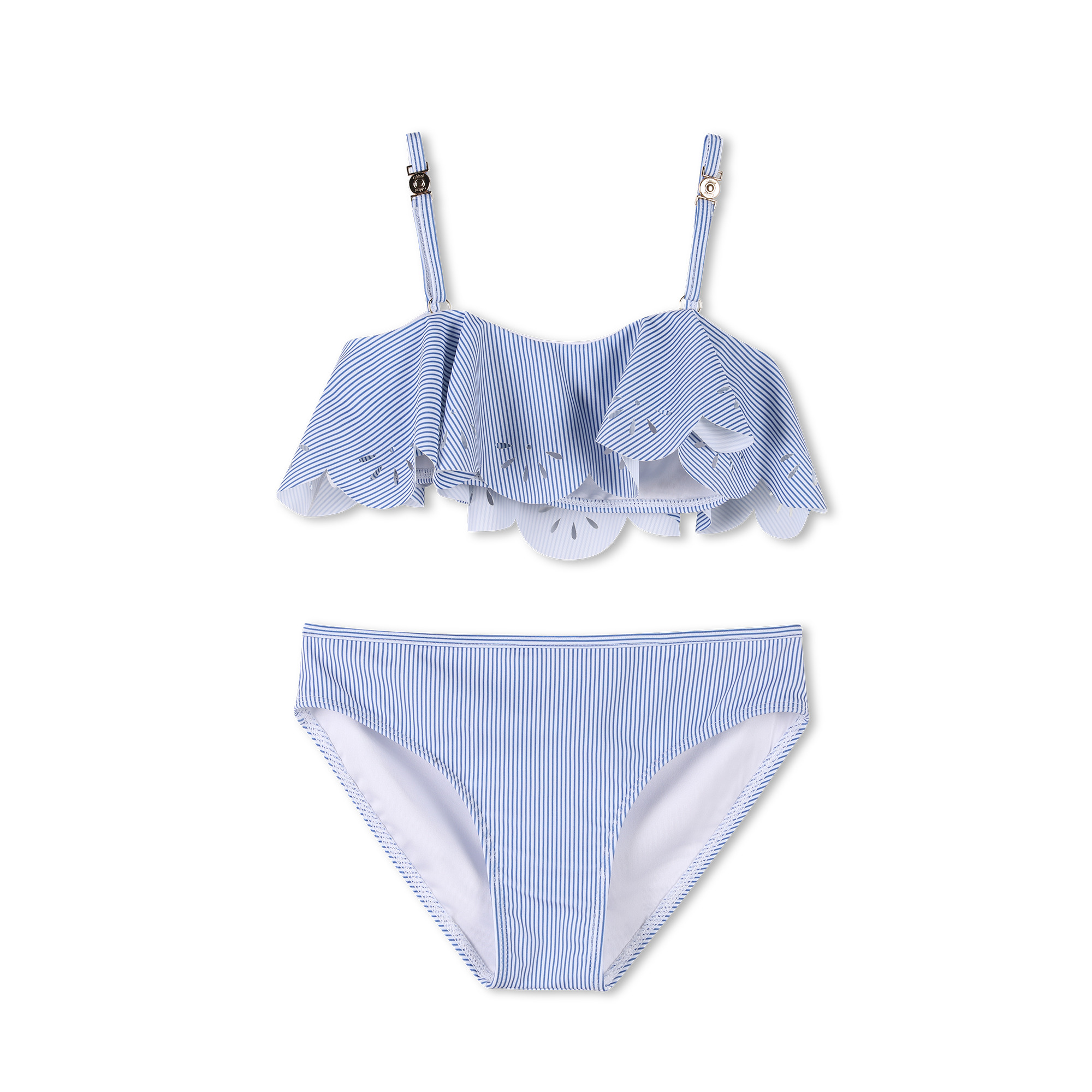 Maillot 2 pièces rayé à volant CHLOE pour FILLE