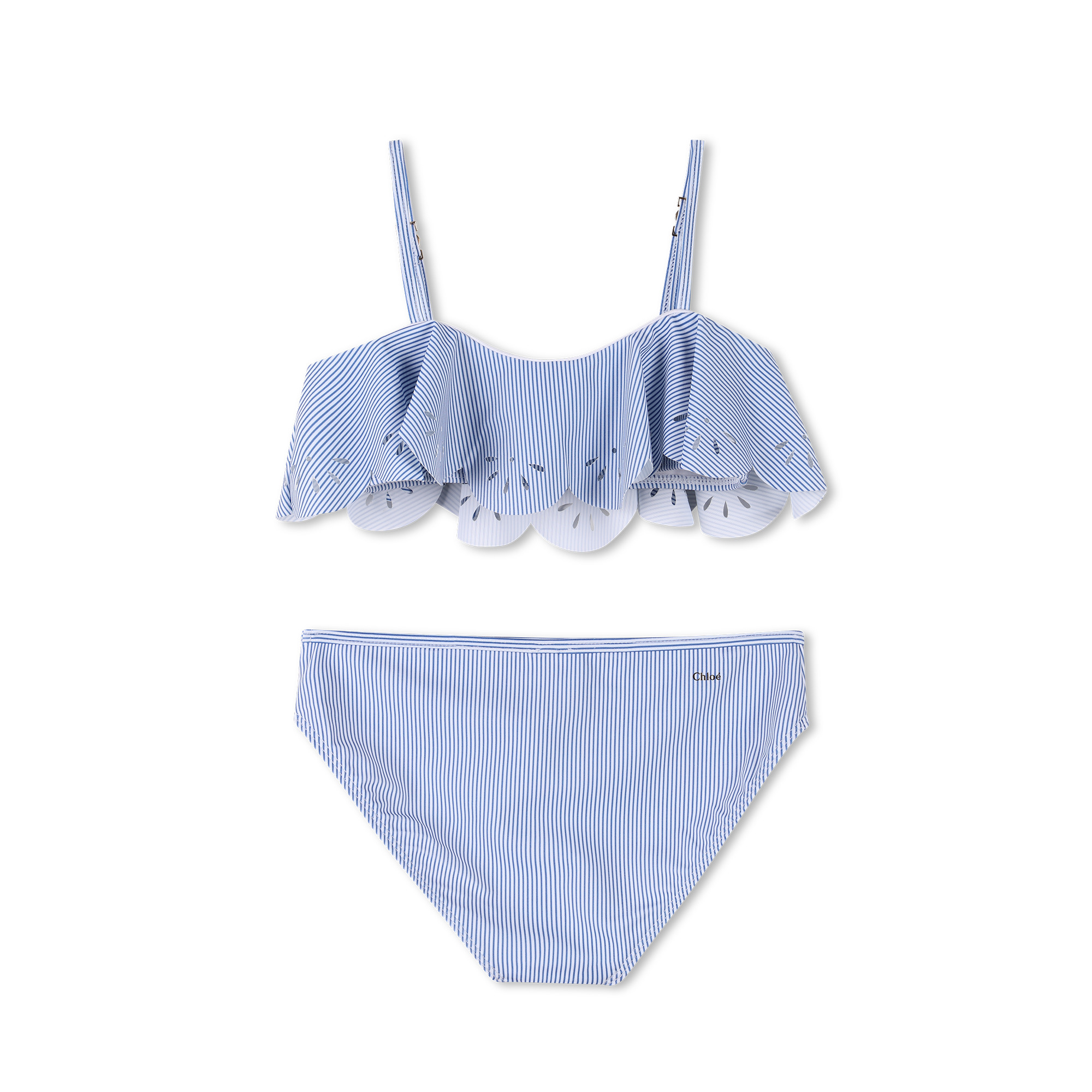 Maillot 2 pièces rayé à volant CHLOE pour FILLE