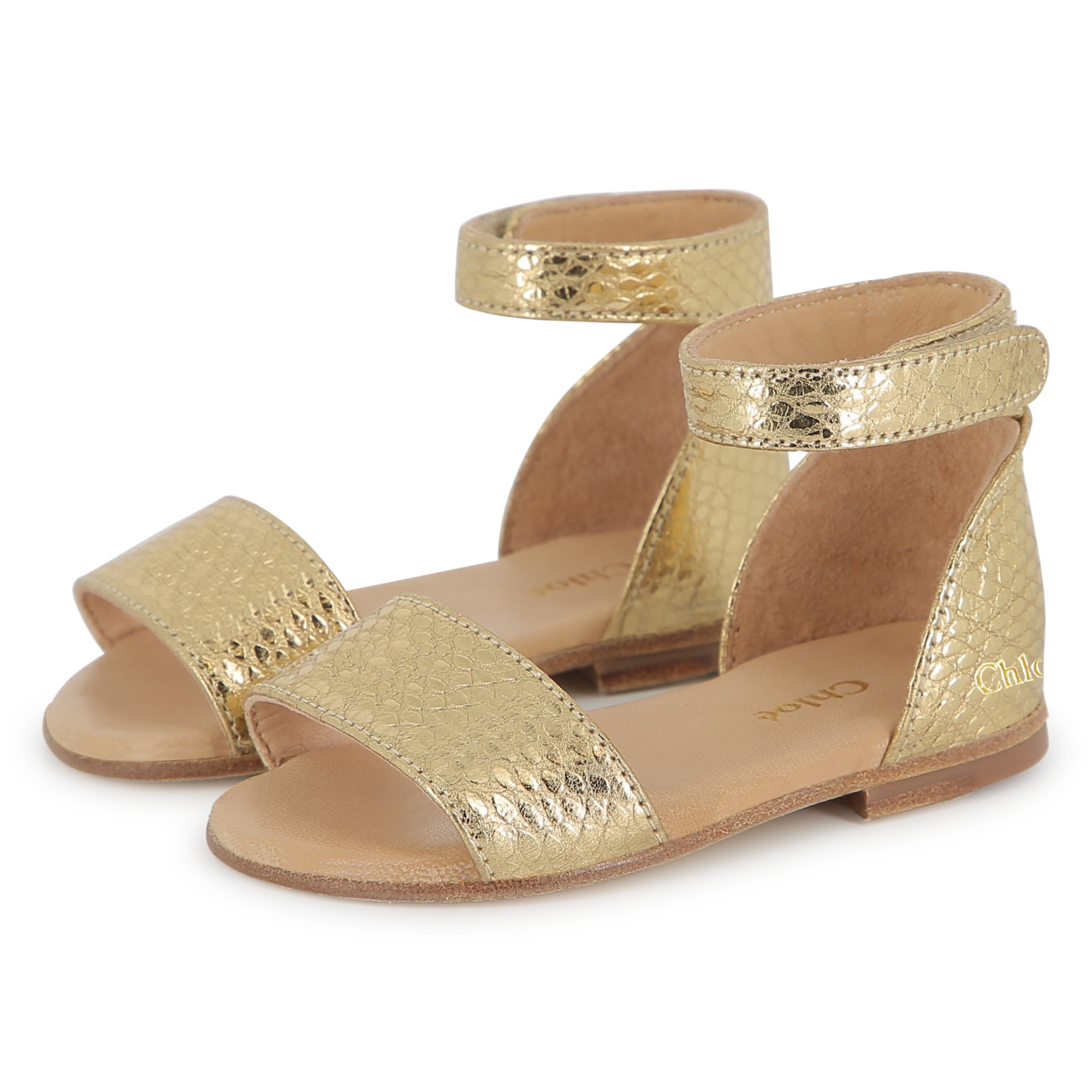 Leather sandals with straps CHLOE for GIRL