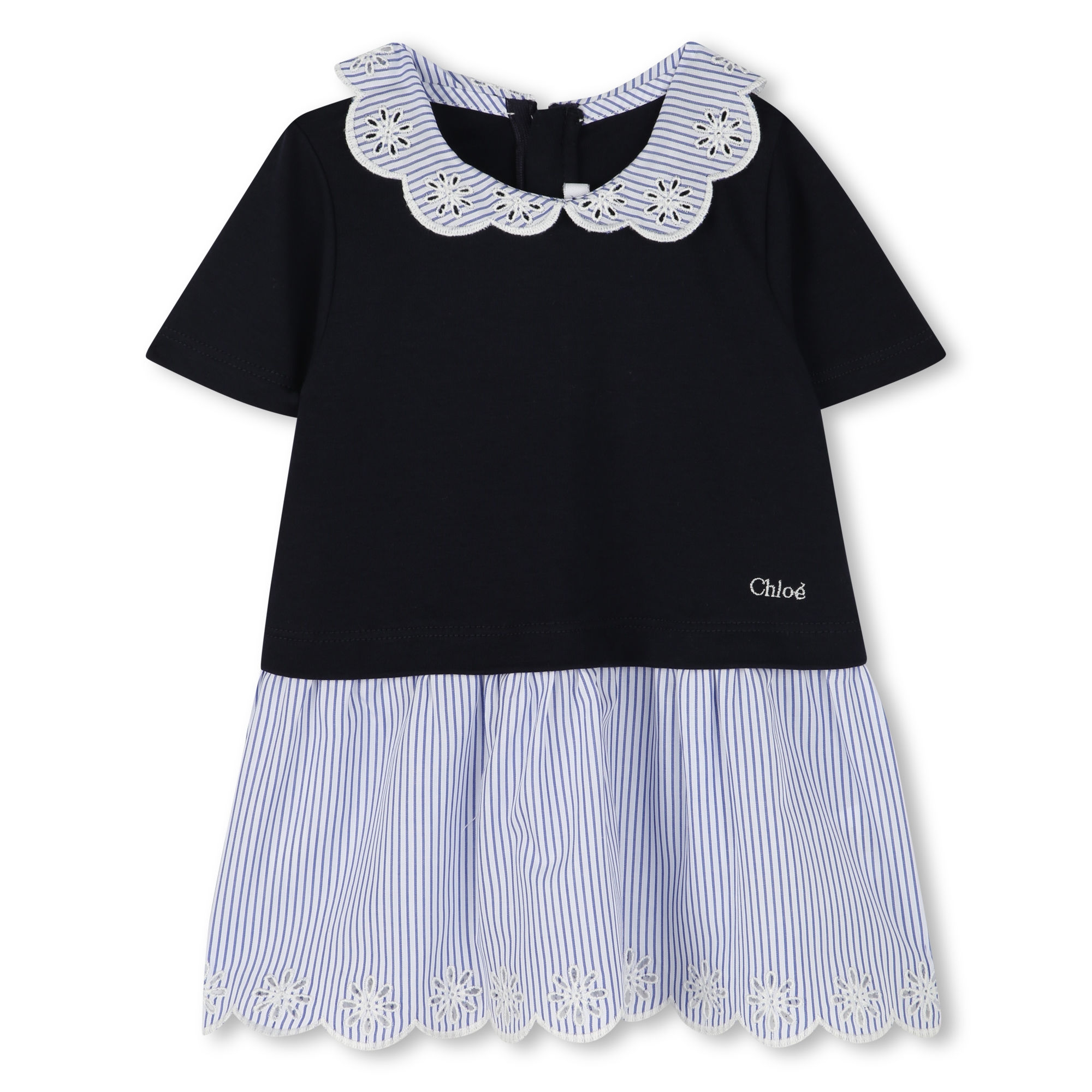 Bimaterial collared dress CHLOE for GIRL