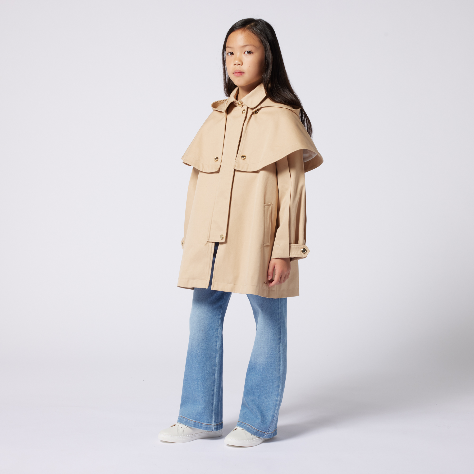 Hooded gabardine trench coat CHLOE for GIRL