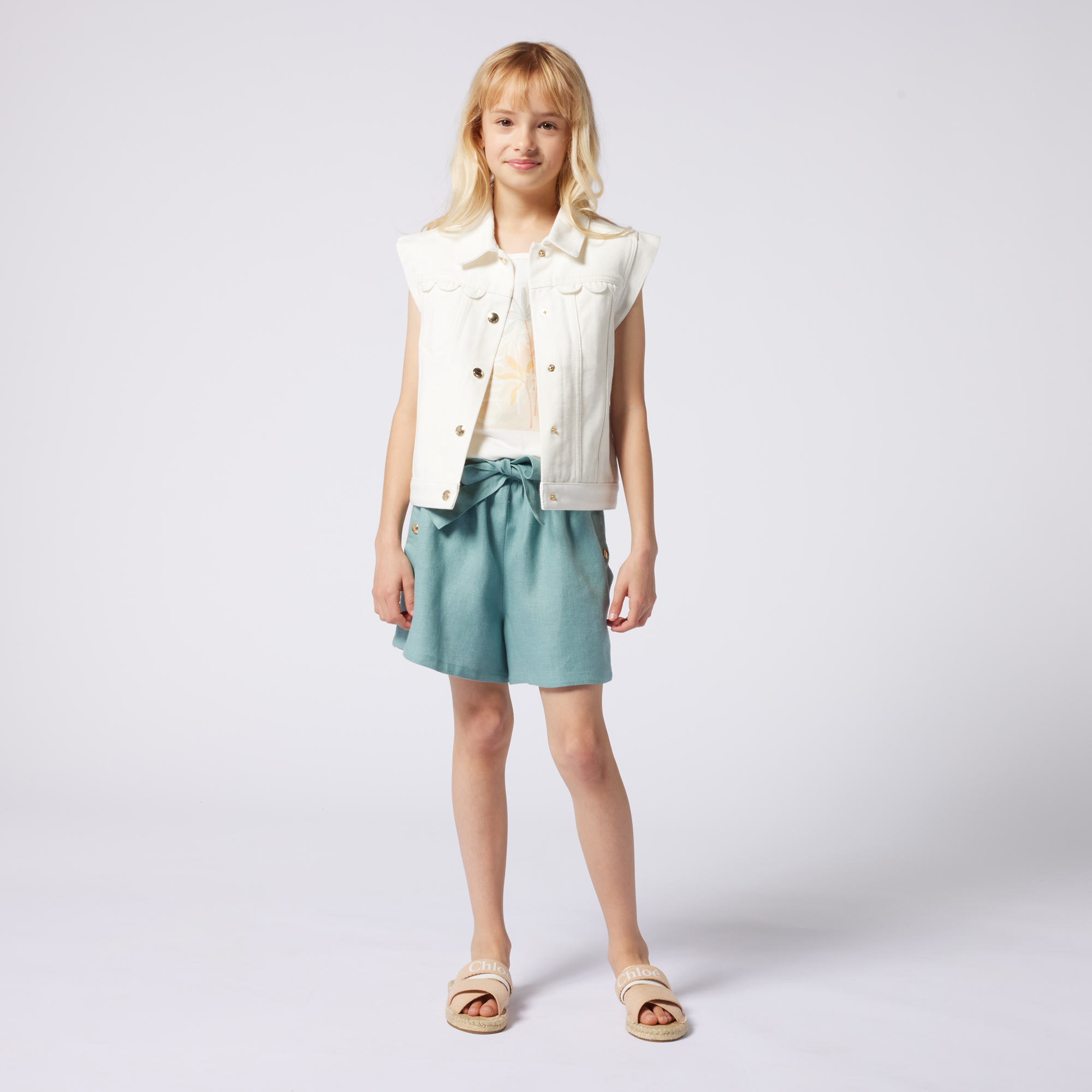 Belted linen shorts CHLOE for GIRL