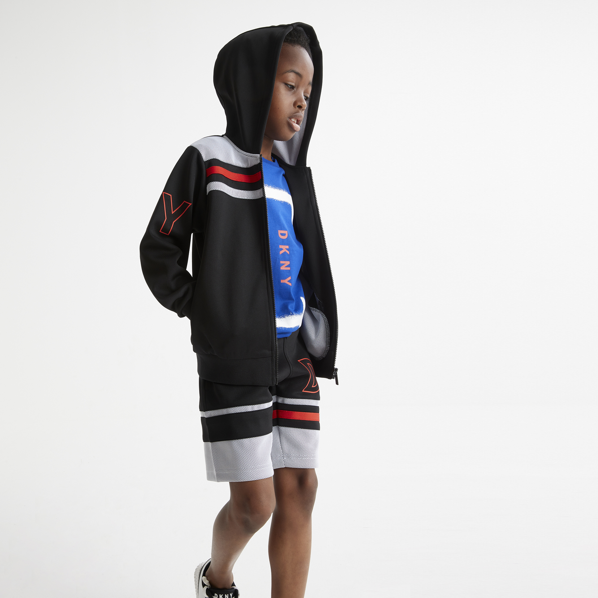 Dual-material hoodie DKNY for BOY