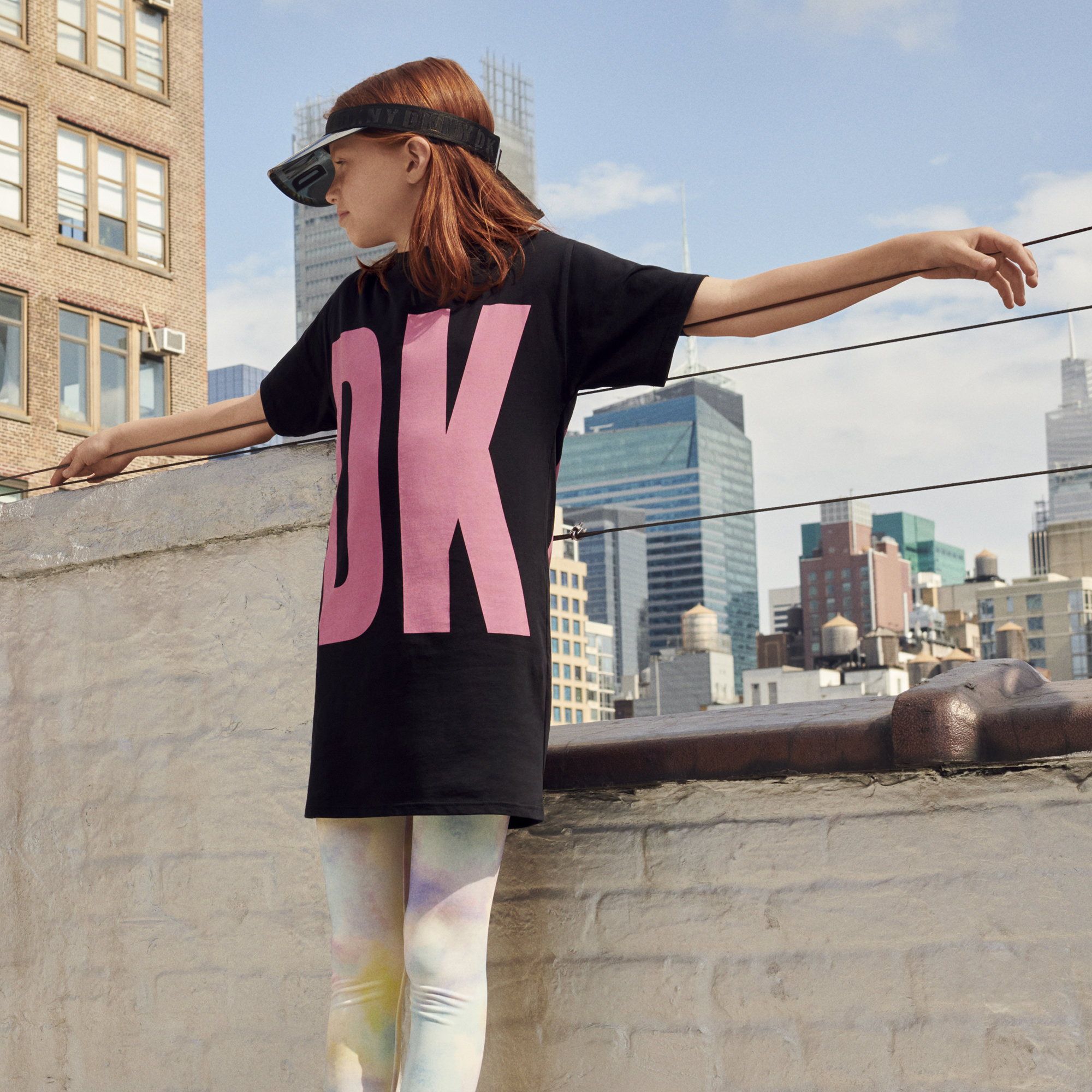 Organic cotton logo dress DKNY for GIRL
