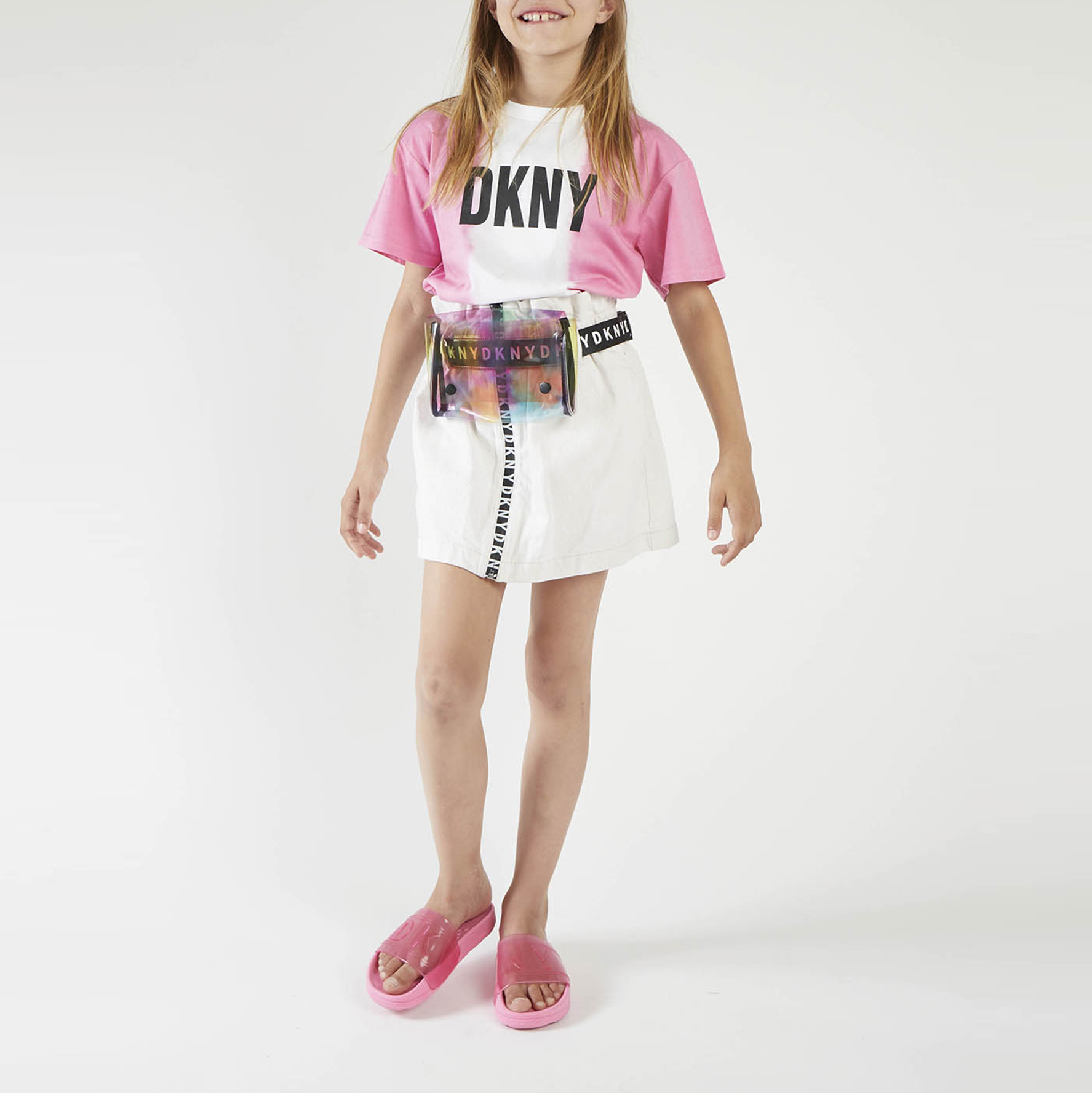 Falda de sarga con logo marca DKNY para NIÑA