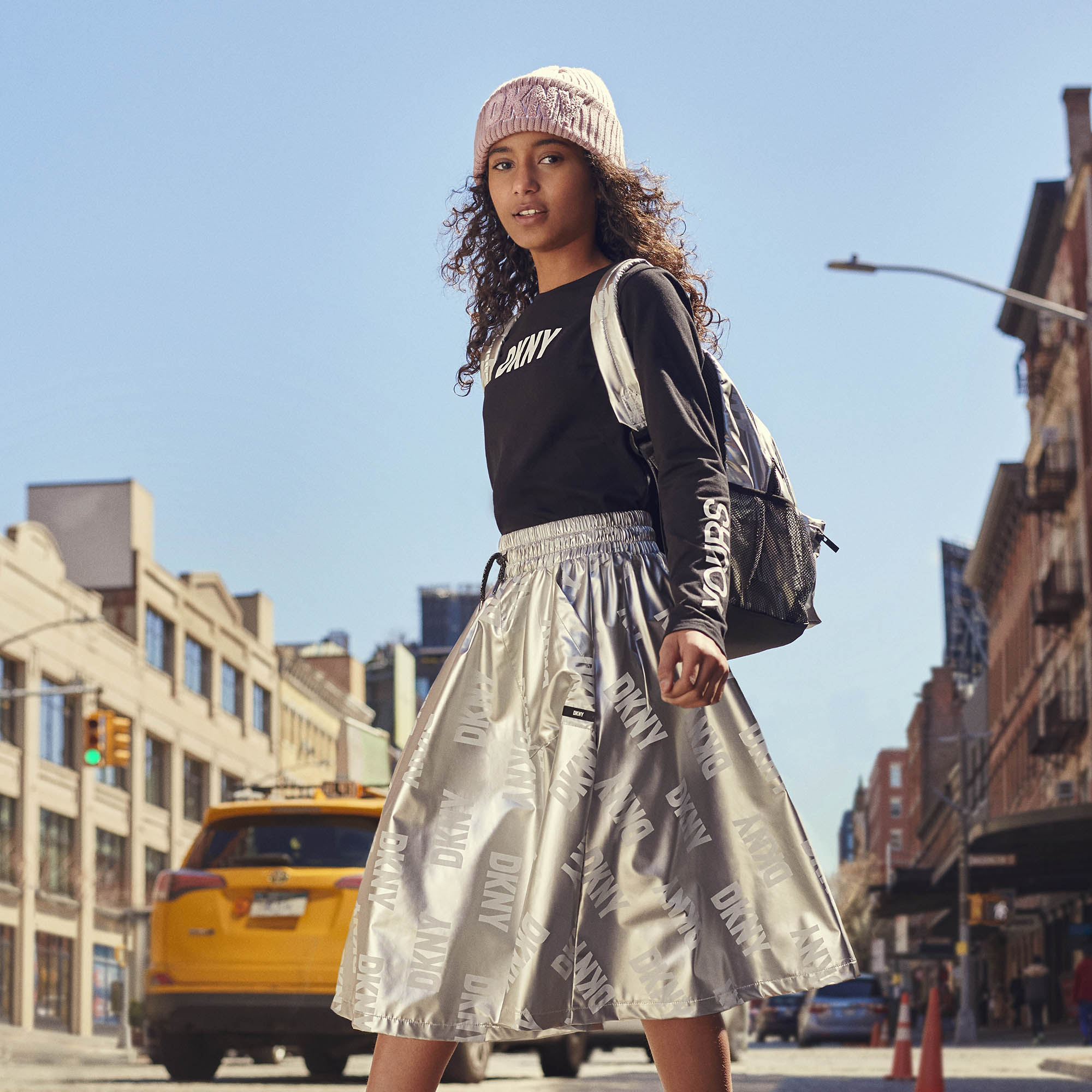 Falda de lona metalizada DKNY para NIÑA