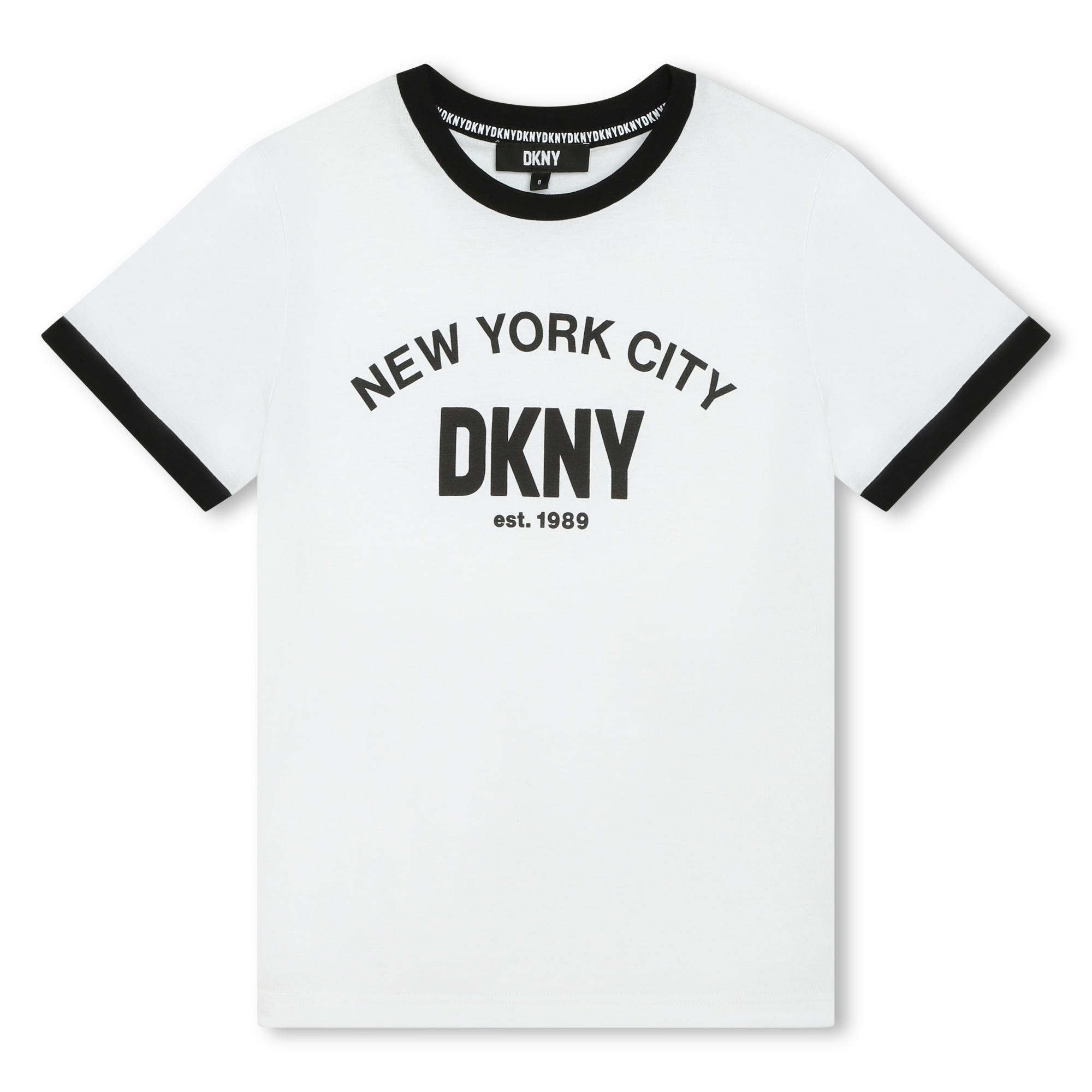 DKNY Two-toned cotton T-shirt boy white 