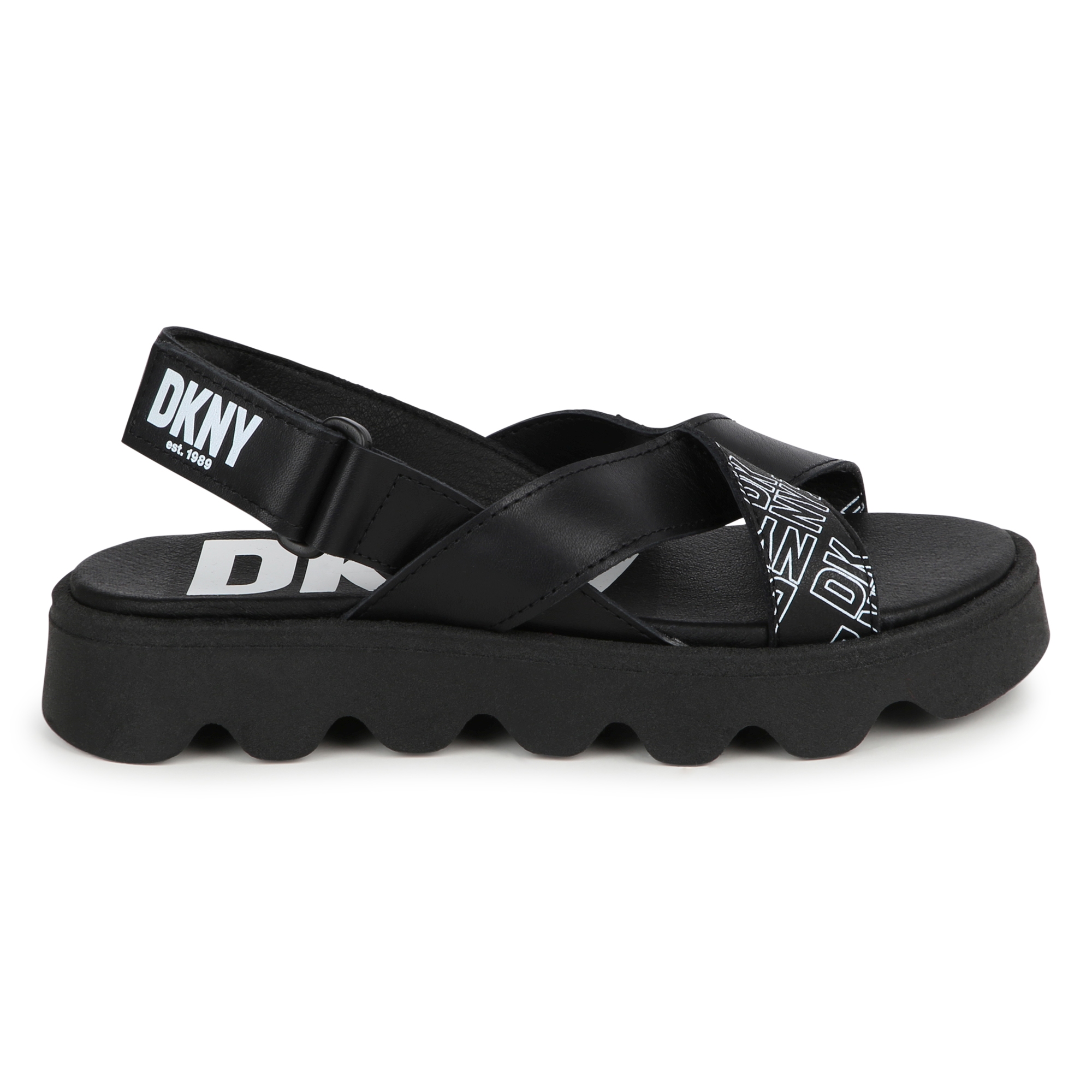Leren sandalen, klittenband DKNY Voor