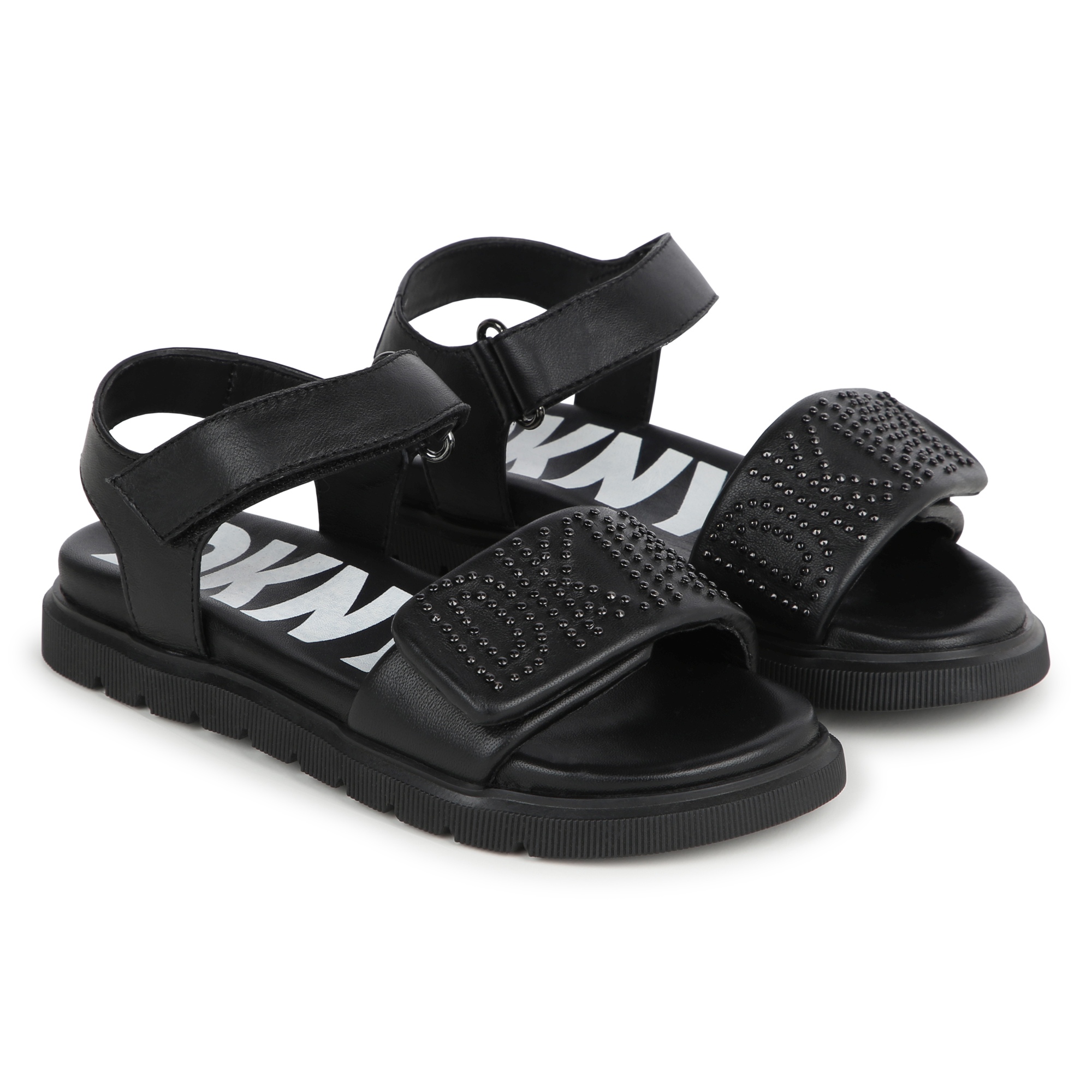 Hook-and-loop leather sandals DKNY for GIRL