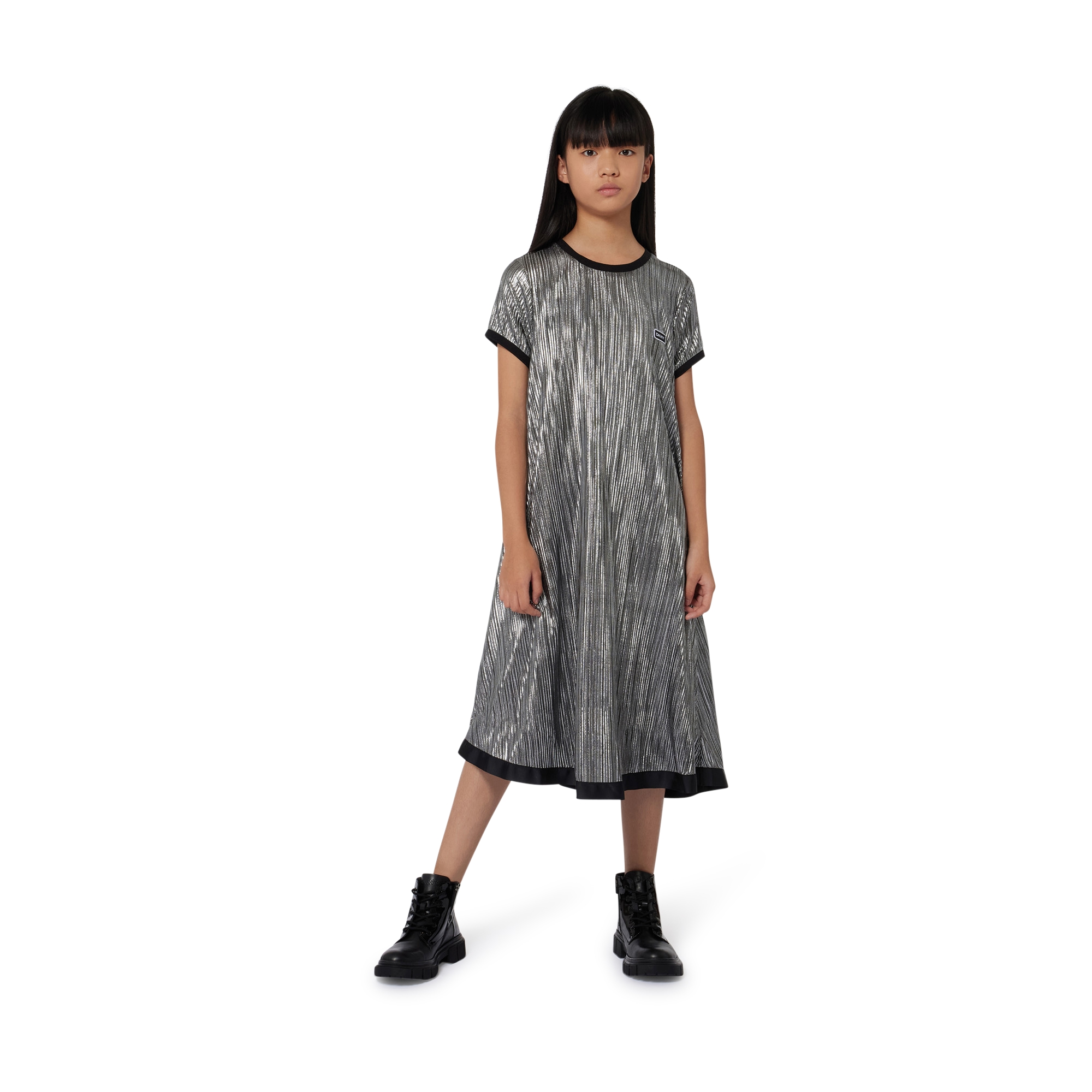 Short sleeved pleated dress