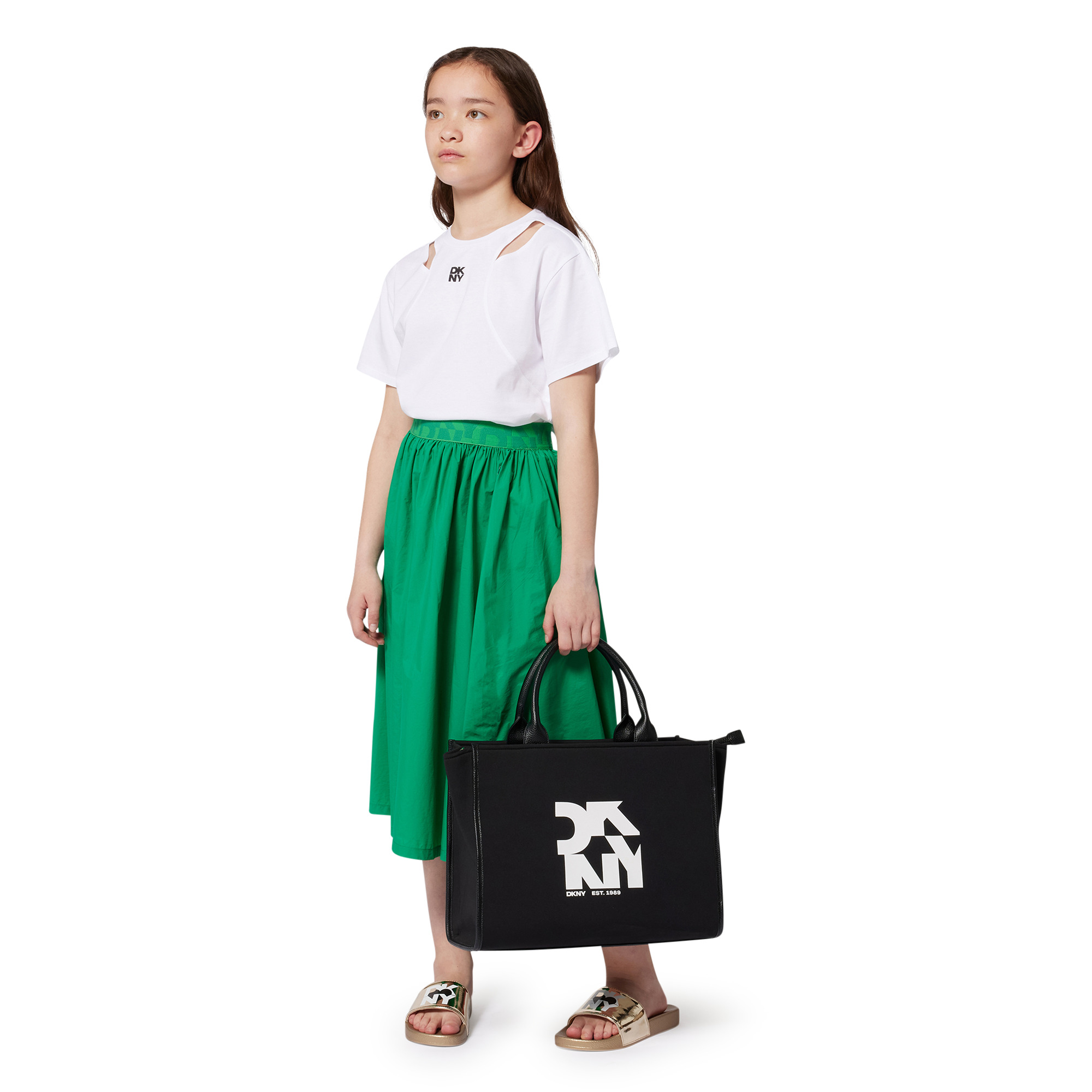 Jupe midi à taille élastiquée DKNY pour FILLE