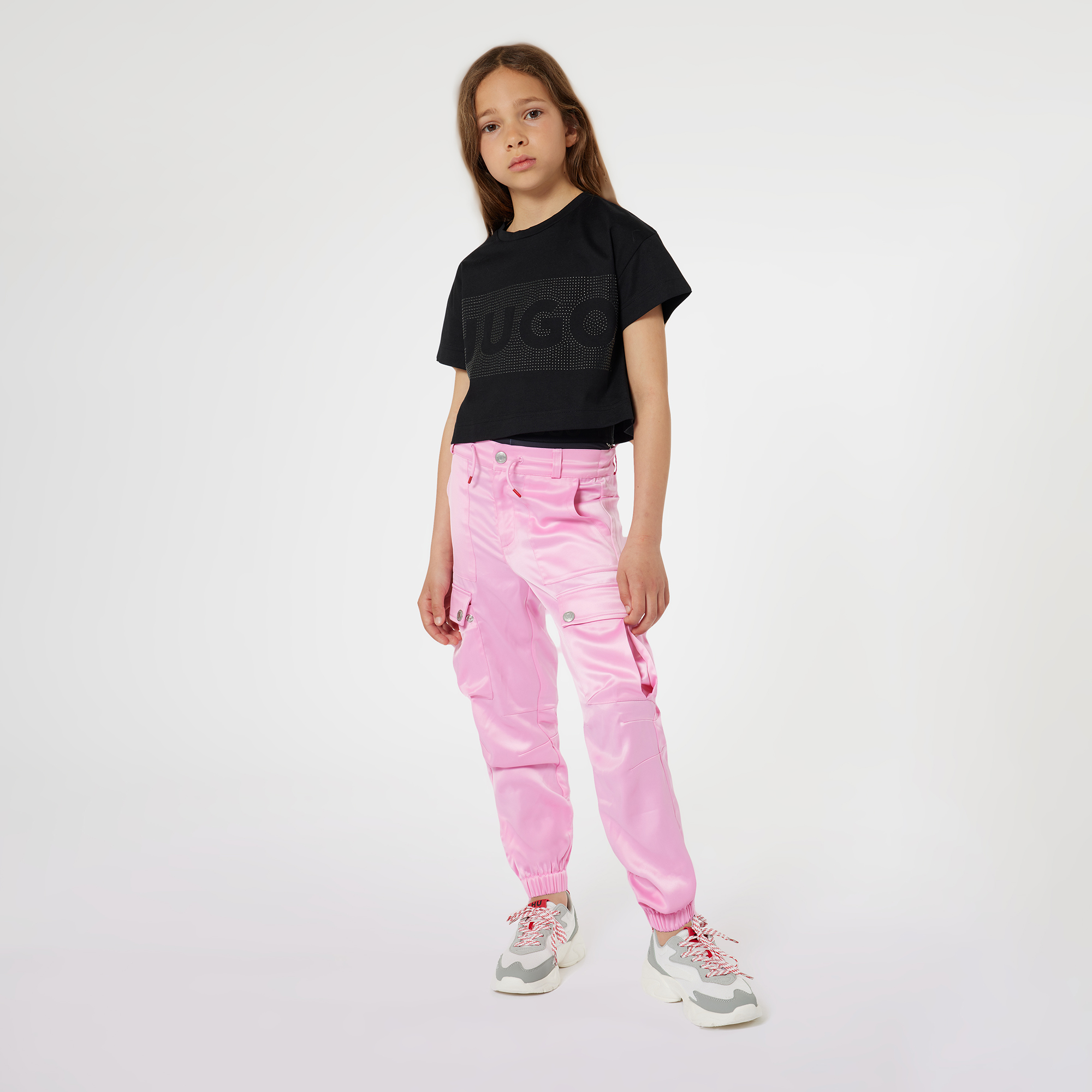 Wide-cut satin-look trousers HUGO for GIRL