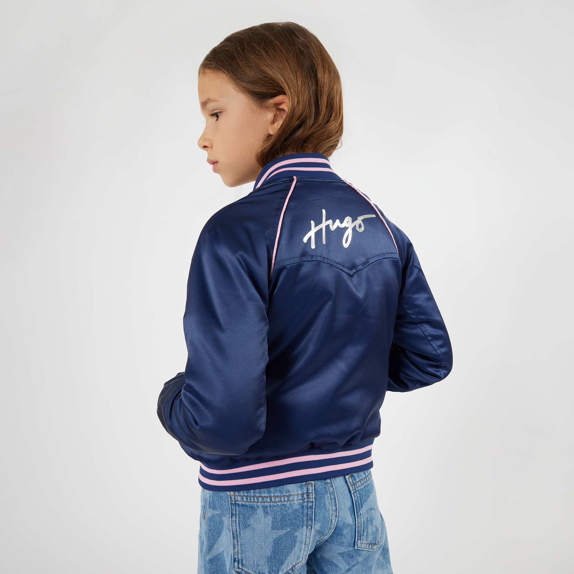Metallic logo bomber jacket HUGO for GIRL