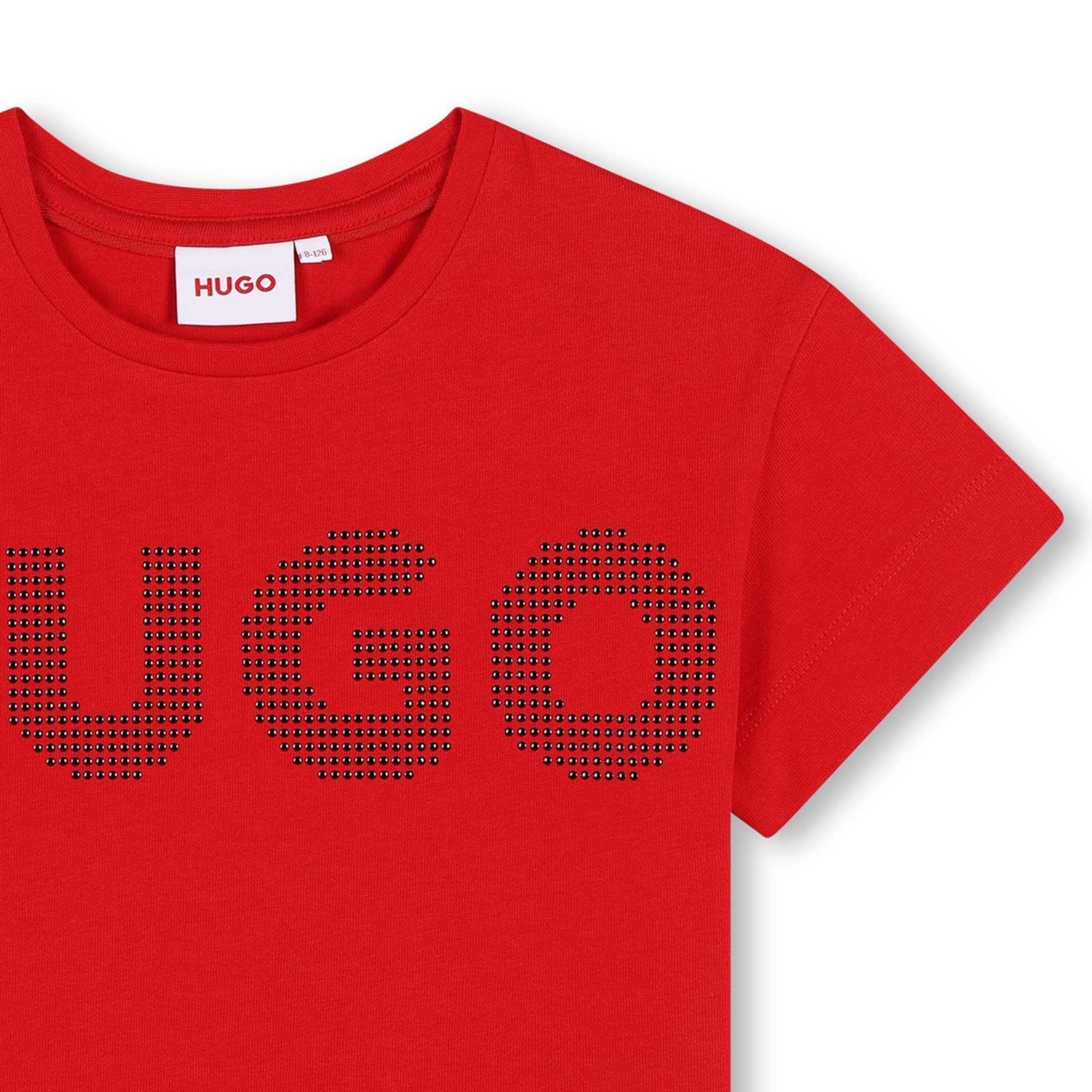 Cotton logo T-shirt with studs HUGO for GIRL