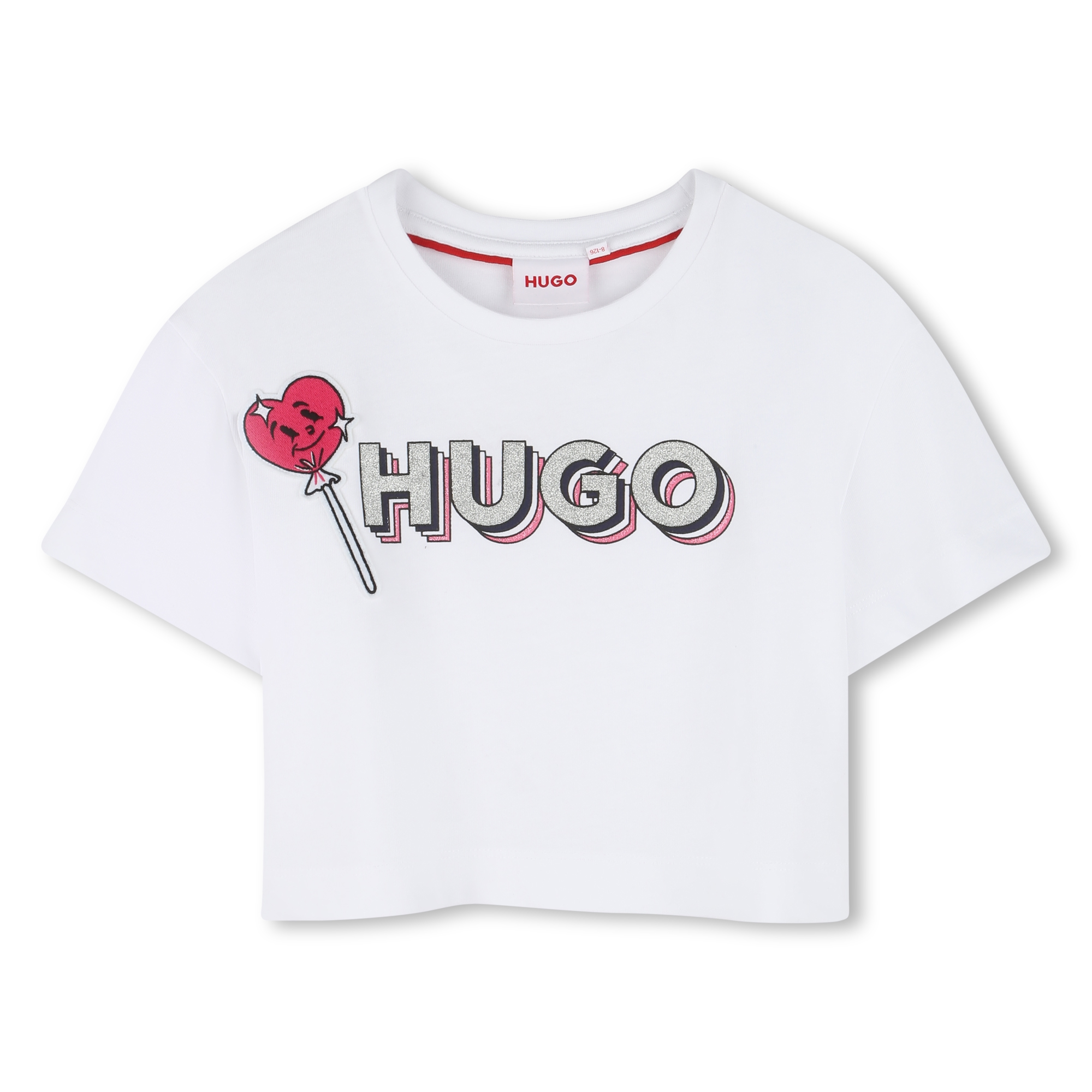 T-shirt avec patch et sigle HUGO pour FILLE