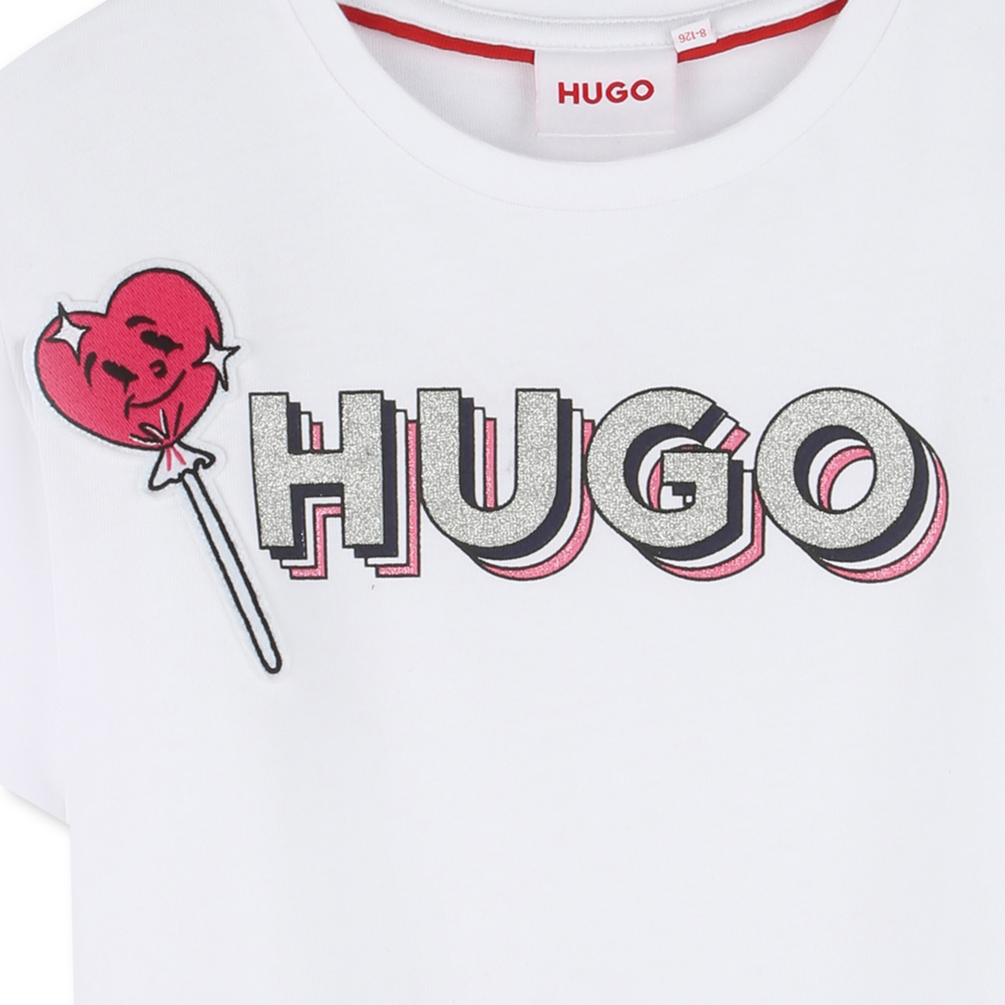 T-shirt avec patch et logo HUGO pour FILLE