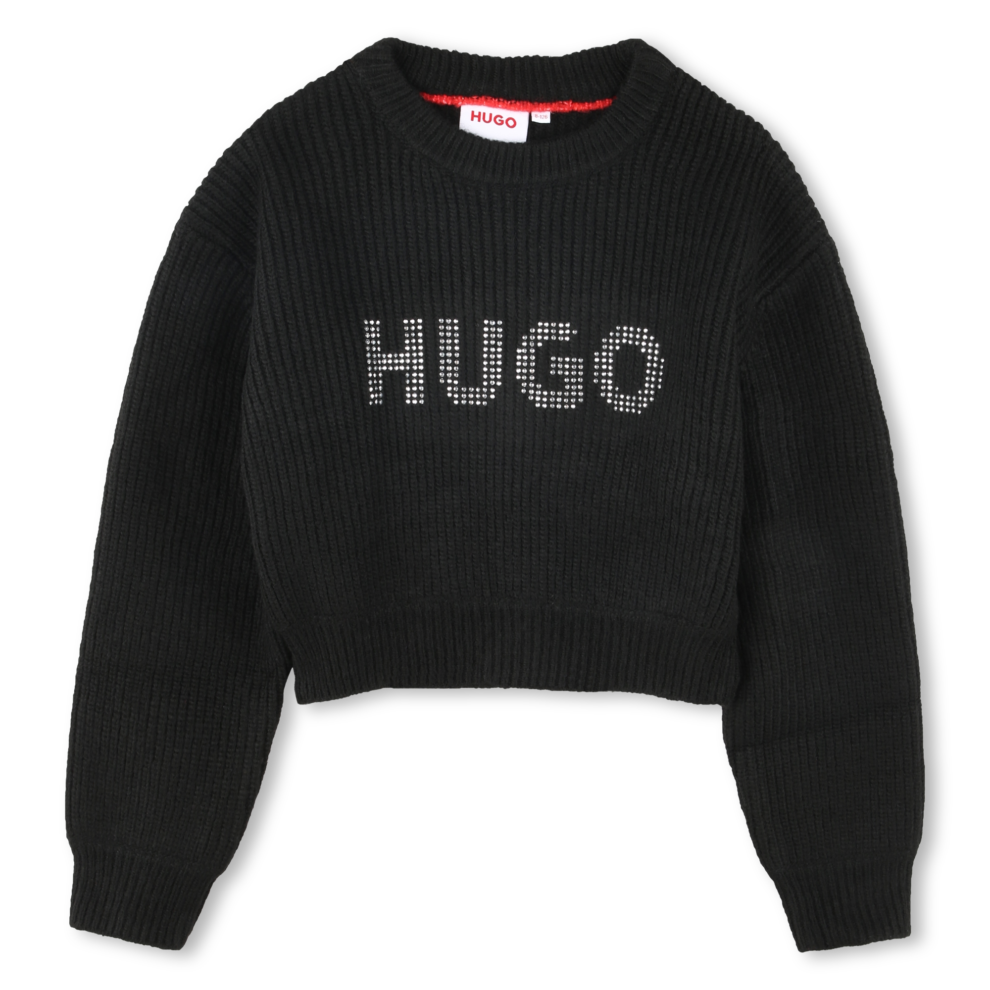 Pull court avec logo clouté HUGO pour FILLE