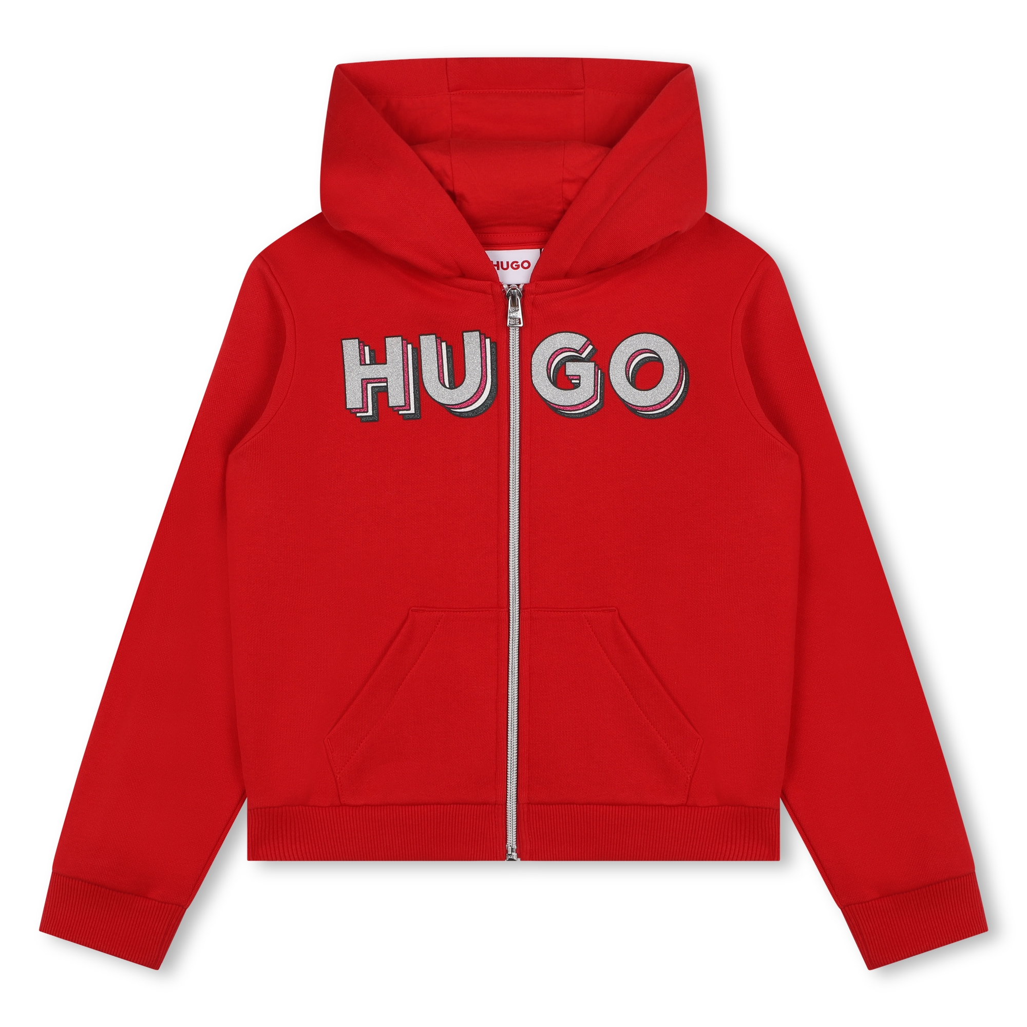 HUGO Felpa con cappuccio e zip bambina rosso Kids around