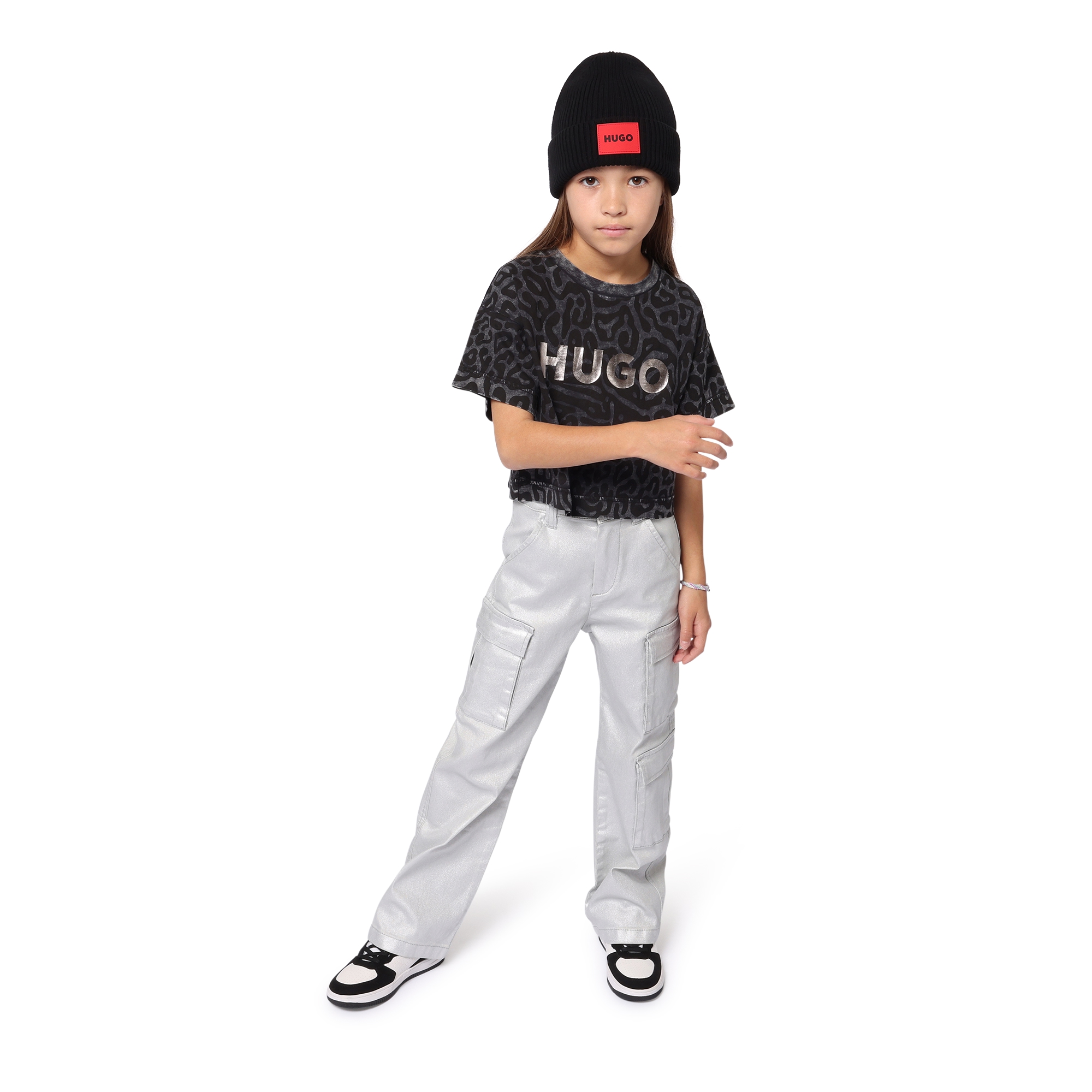 Multi-pocket silver jeans HUGO for GIRL