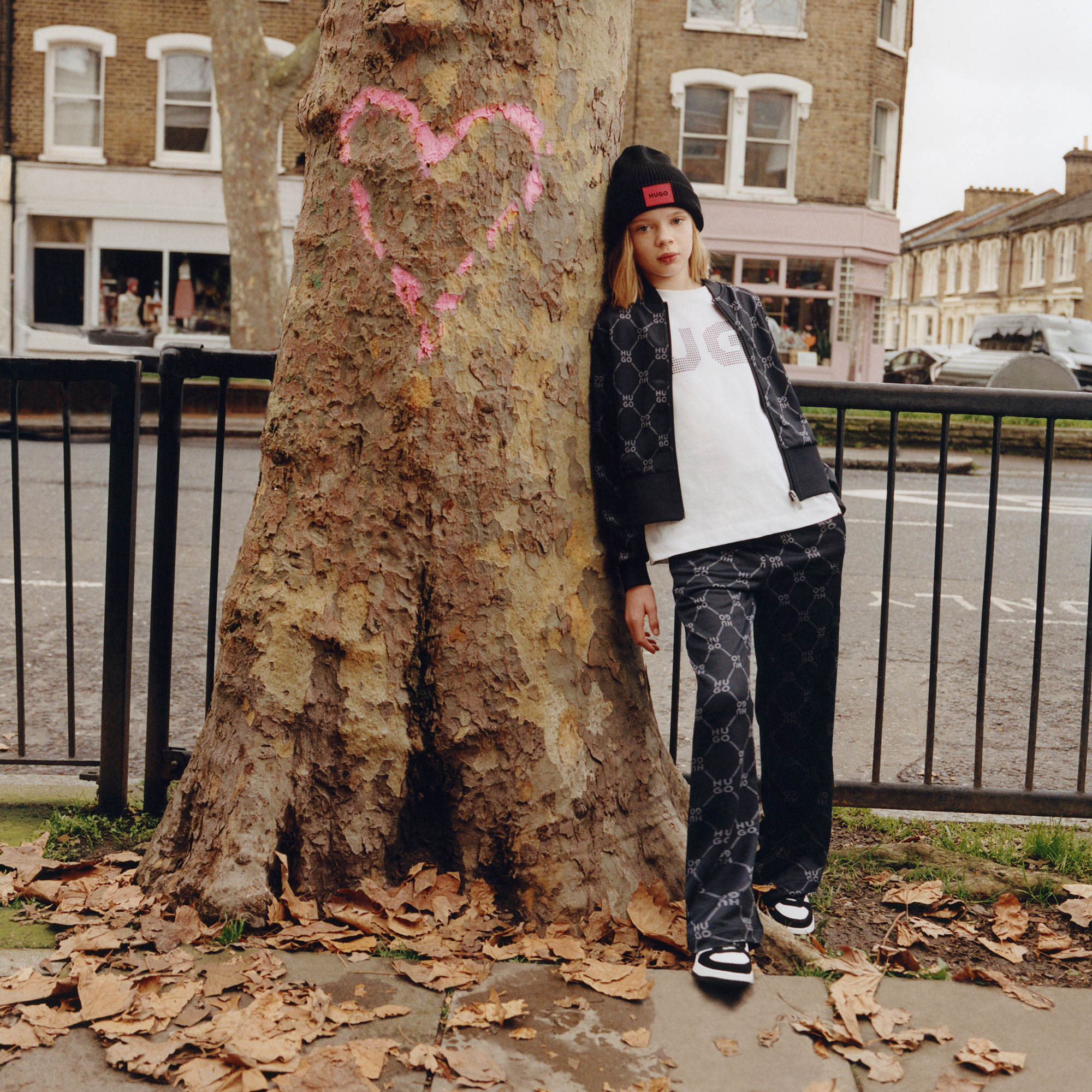 Knitted cotton hat HUGO for UNISEX