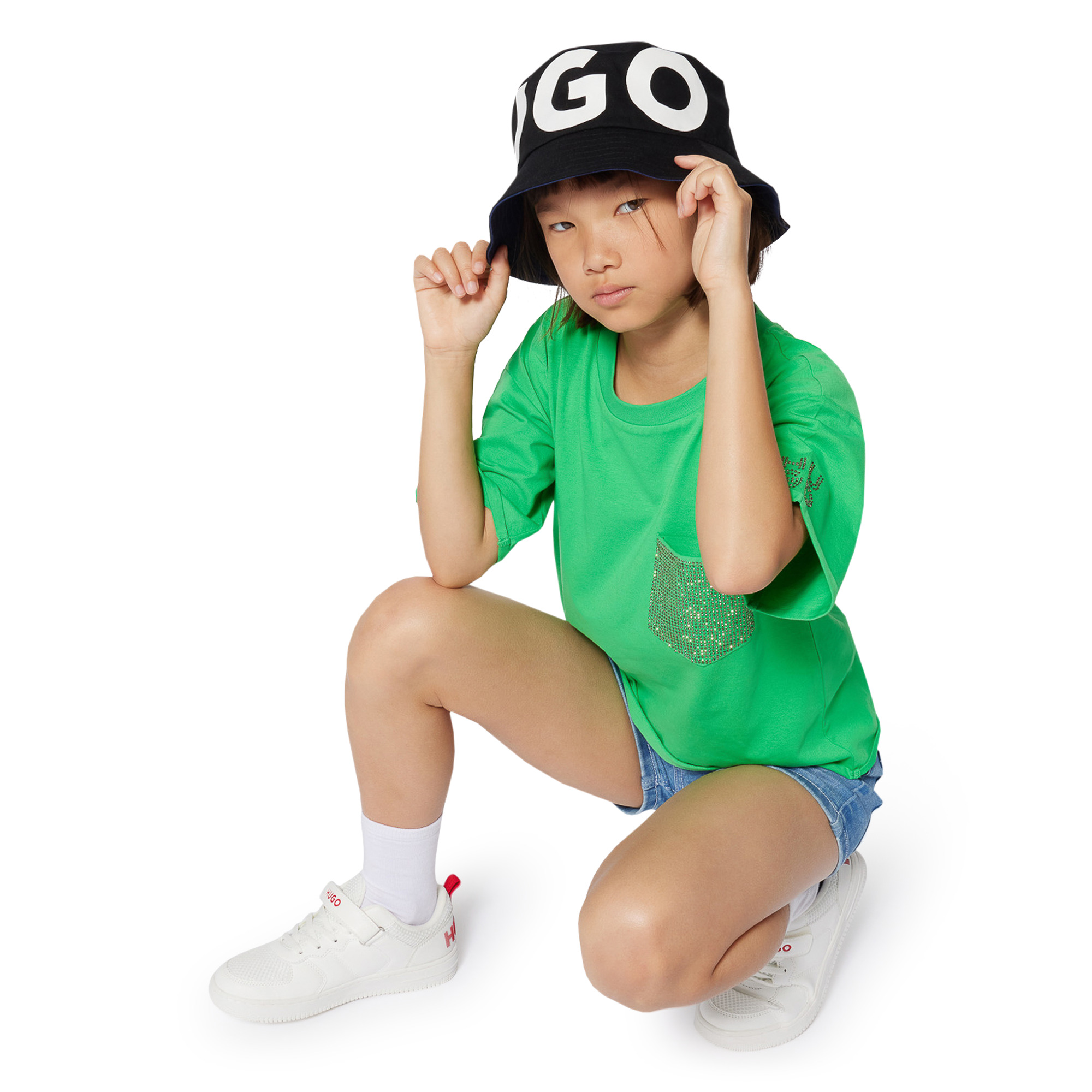 Reversible twill bucket hat HUGO for BOY