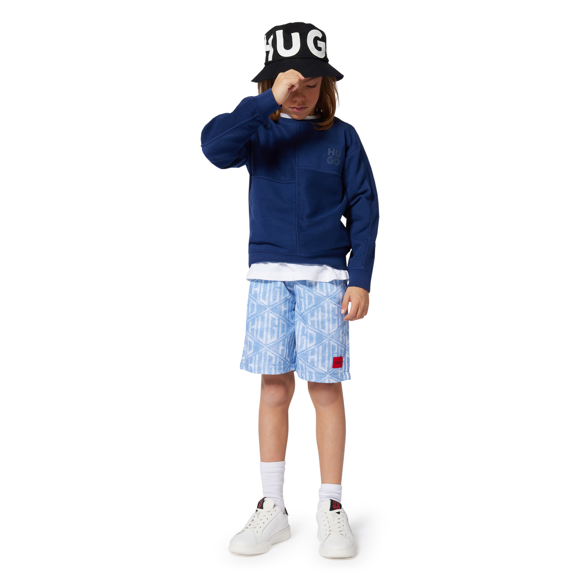 Reversible twill bucket hat HUGO for BOY