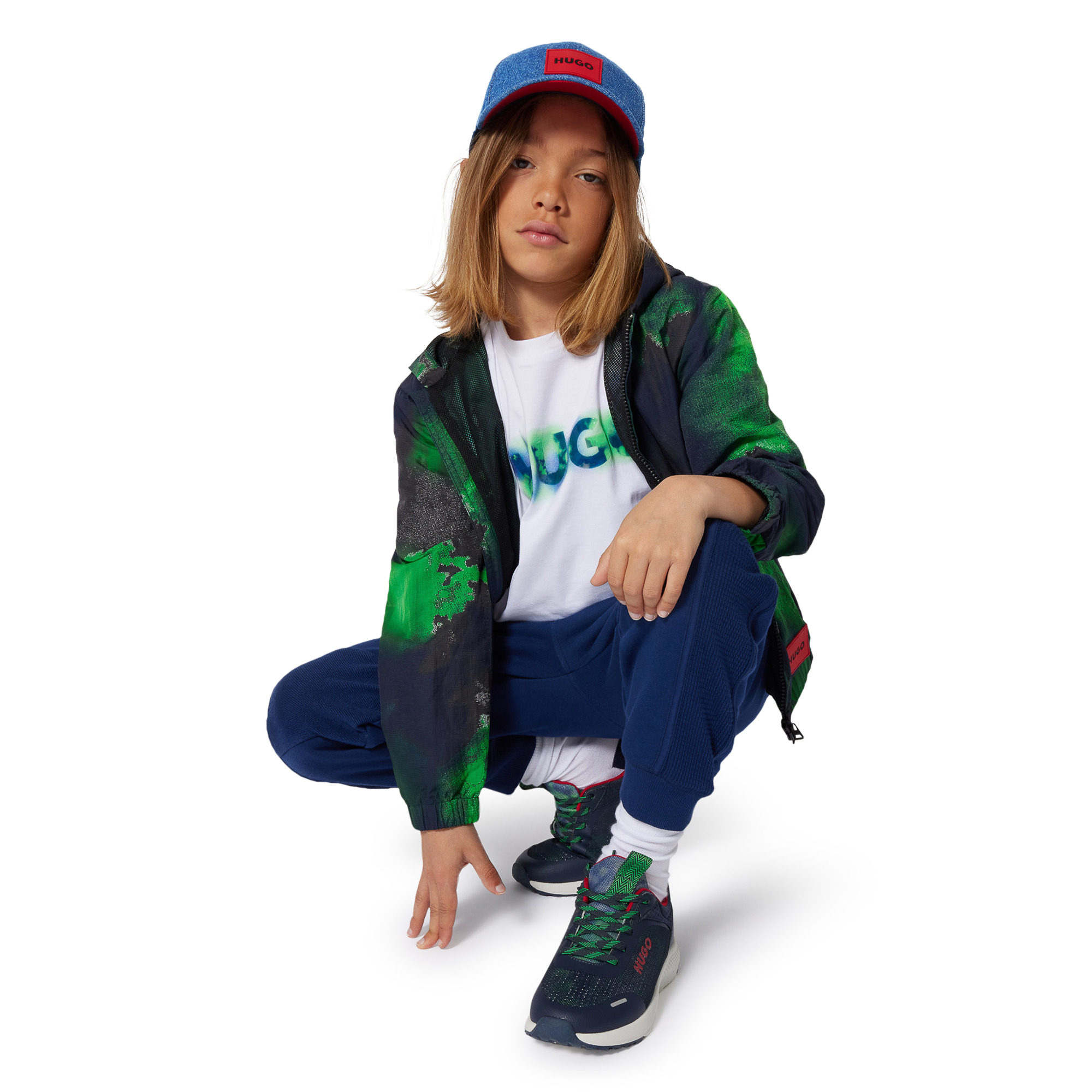 Printed hooded windbreaker HUGO for BOY