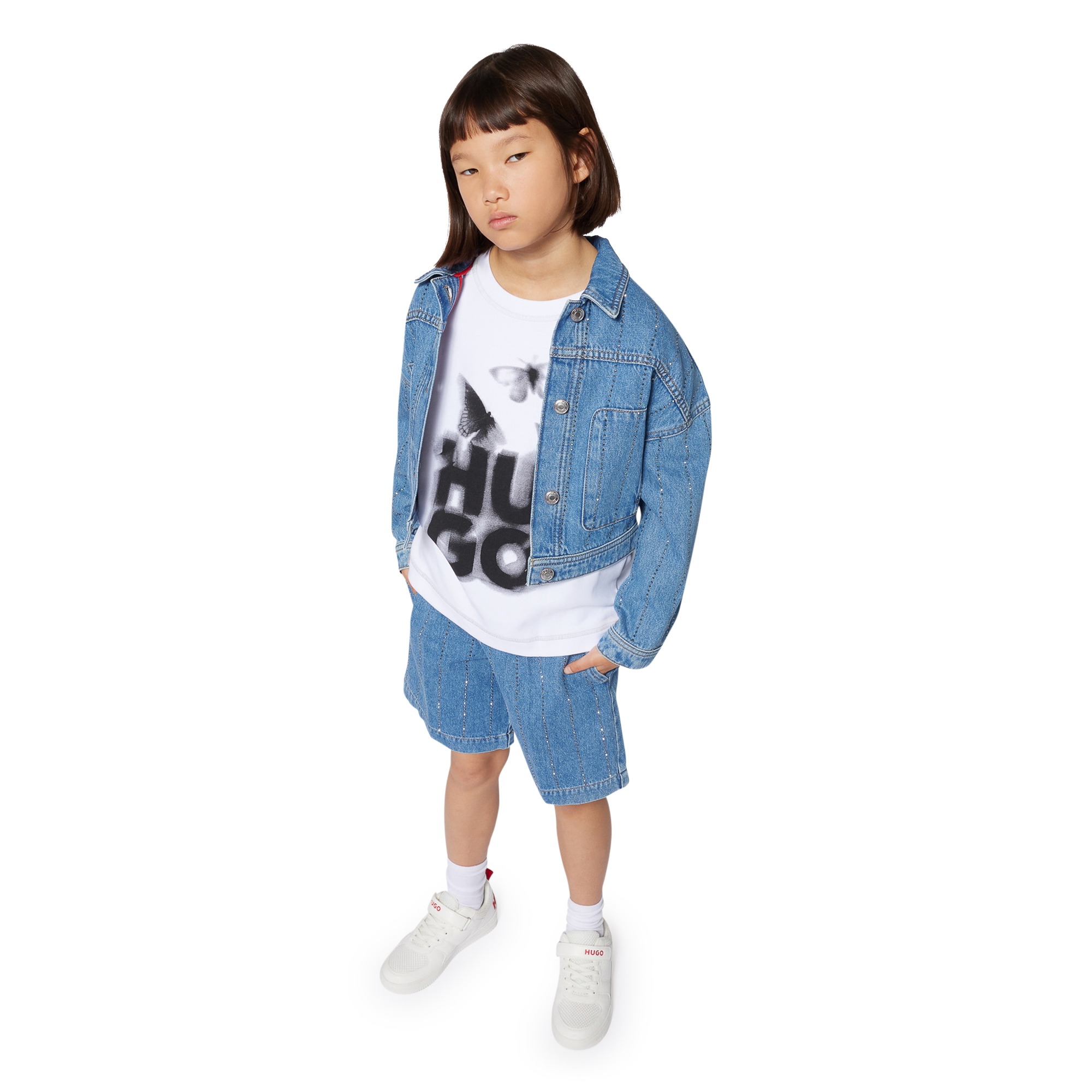 Striped denim jacket HUGO for GIRL