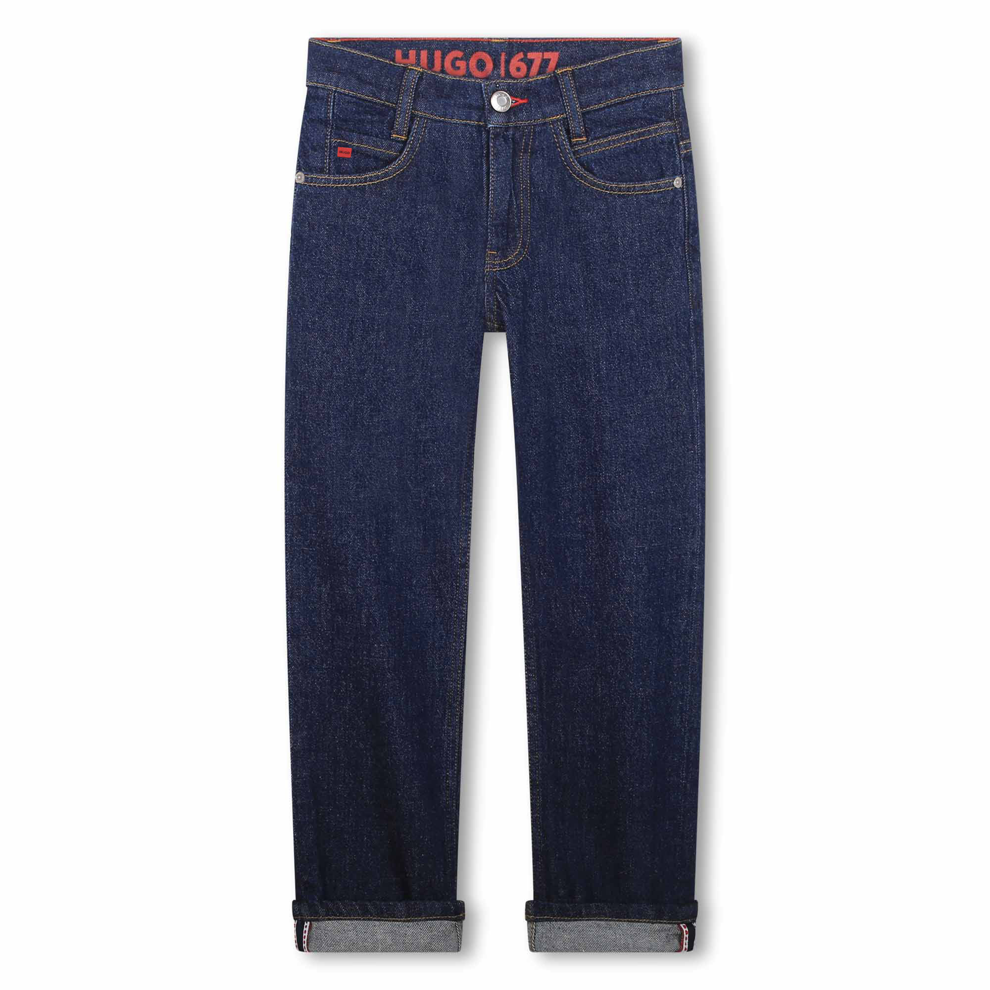 Jeans dritti in misto cotone HUGO Per RAGAZZO
