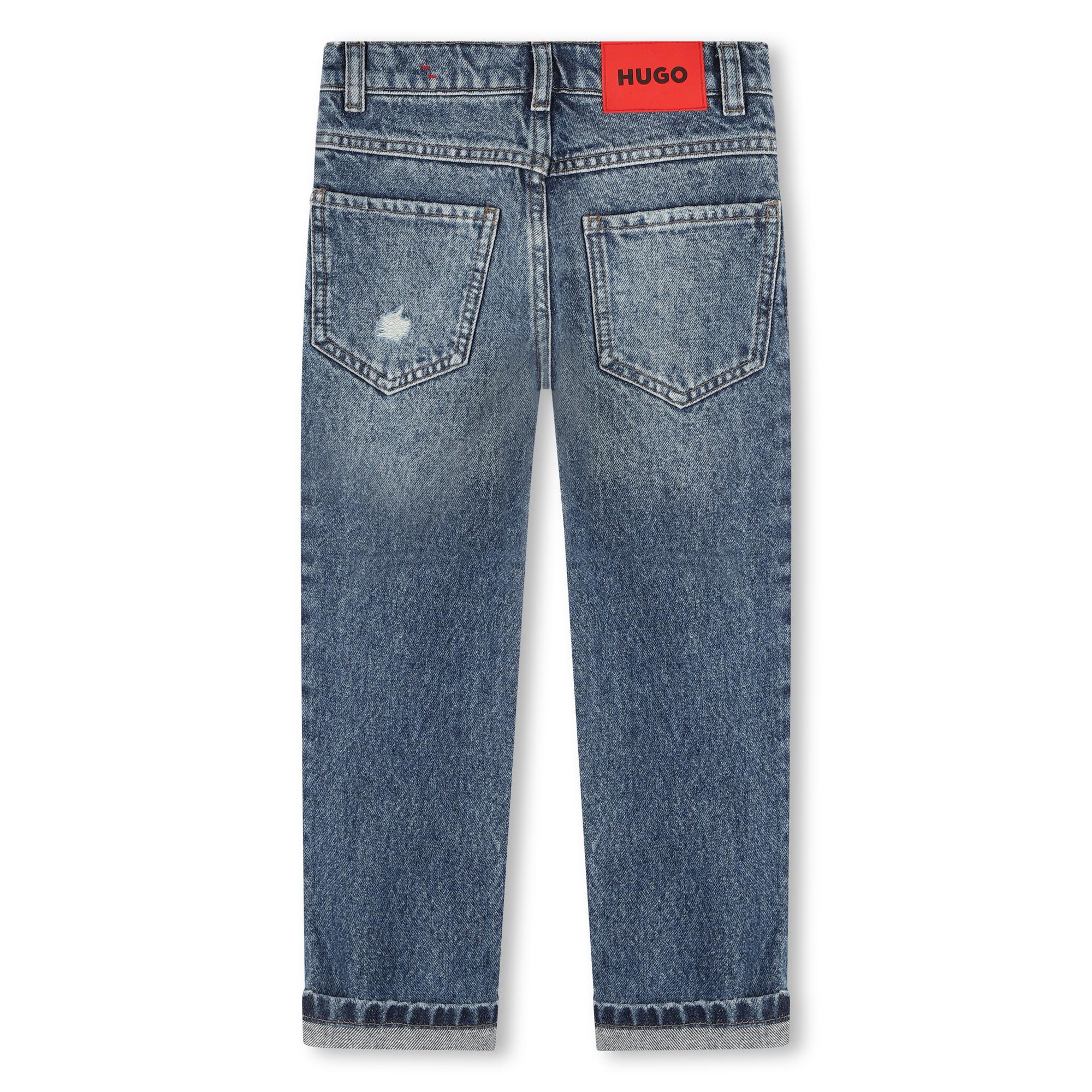 Gerade Jeans mit Used-Details HUGO Für JUNGE