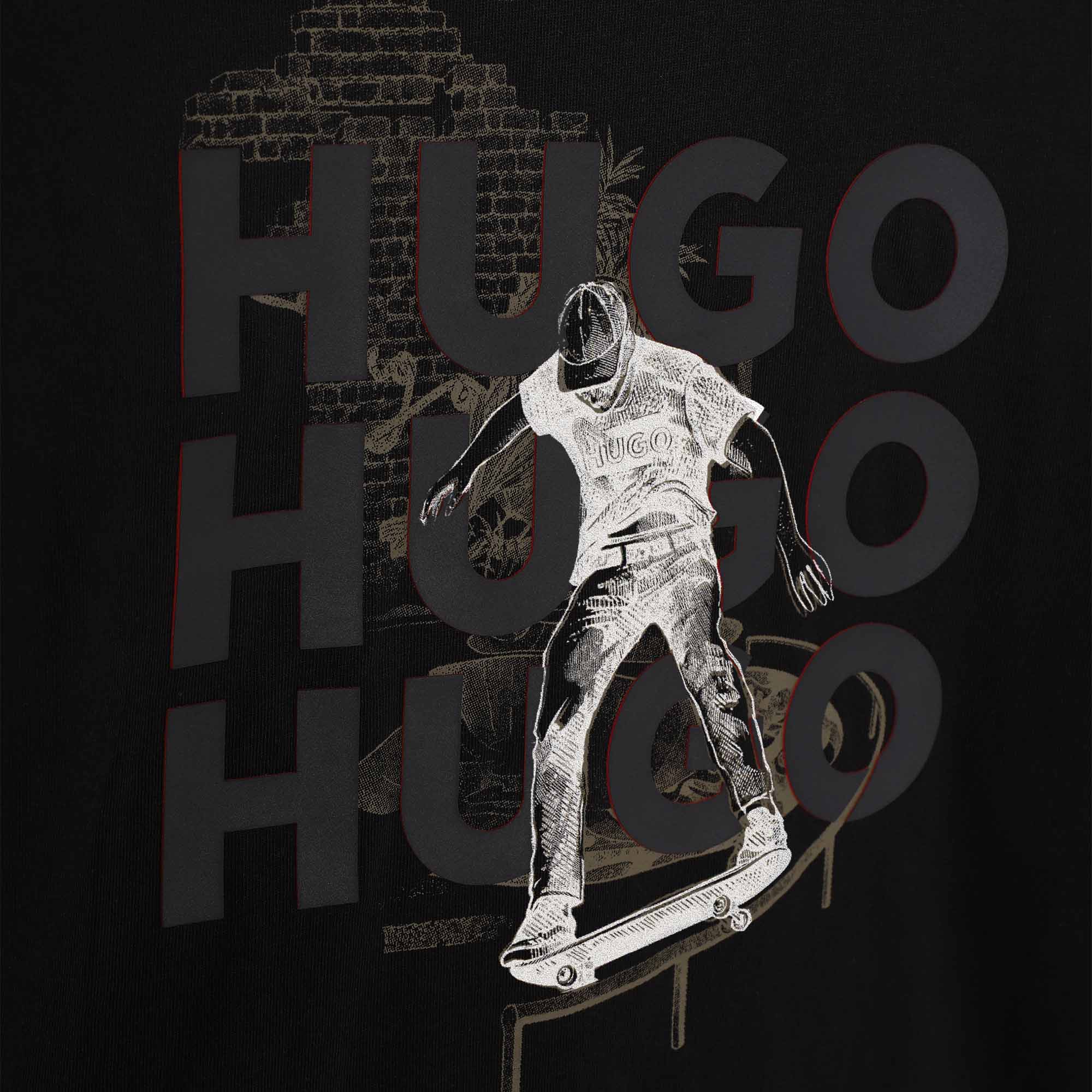 T-shirt met skateboardprint HUGO Voor