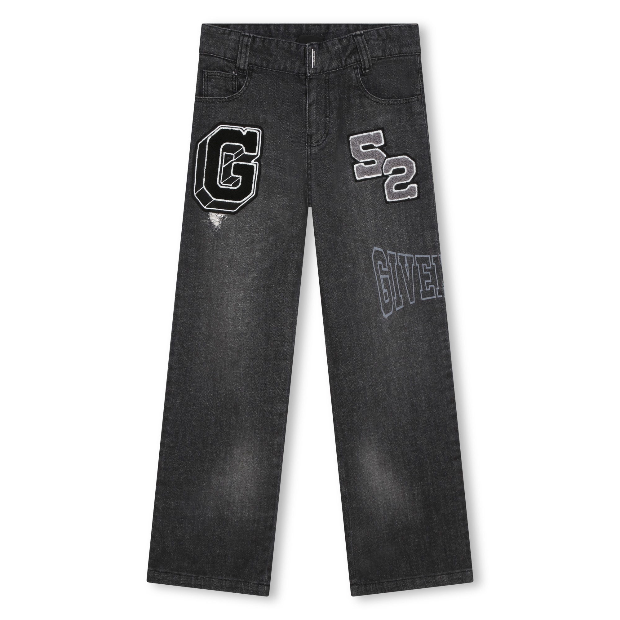 GIVENCHY Adjustable jeans with patches boy black 