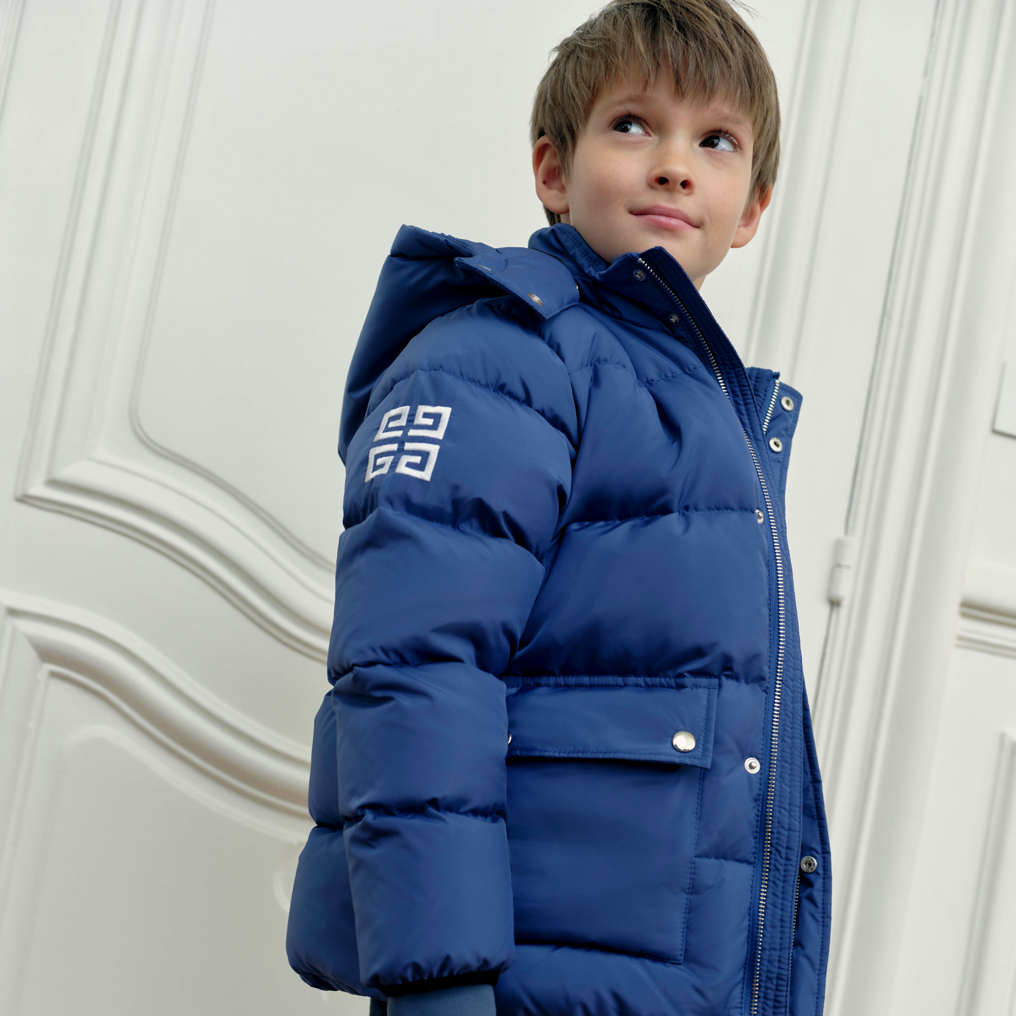 GIVENCHY Hooded parka with pockets boy blue Kids around